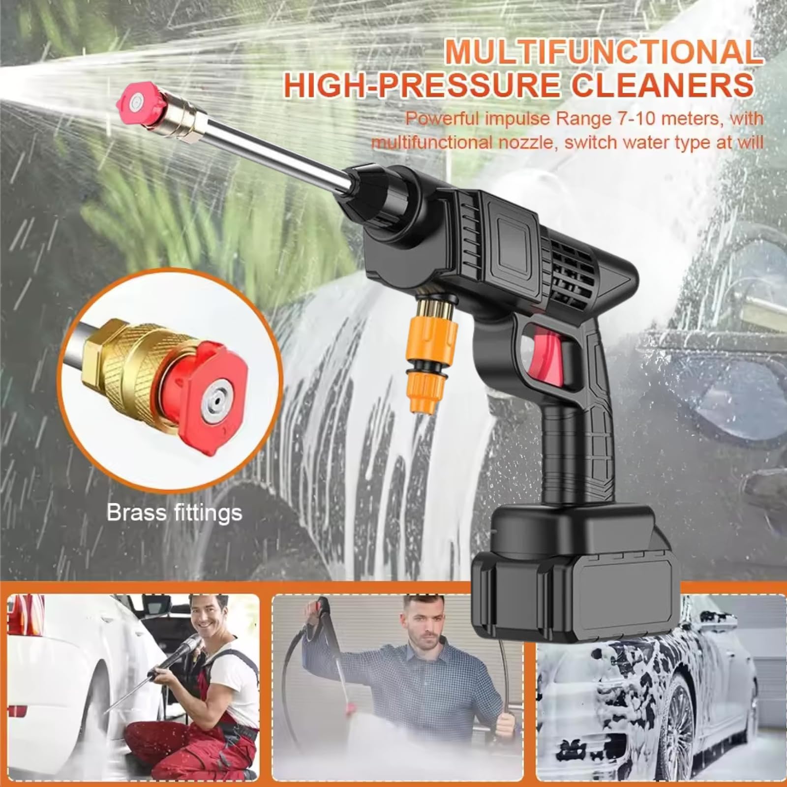 Voltix Hidrolimpiadora portátil a batería – Alta presión inalámbrica con 2 baterías, manguera de 5 m y maletín – Kit de limpieza profesional para coche, jardín, suelos y vallas