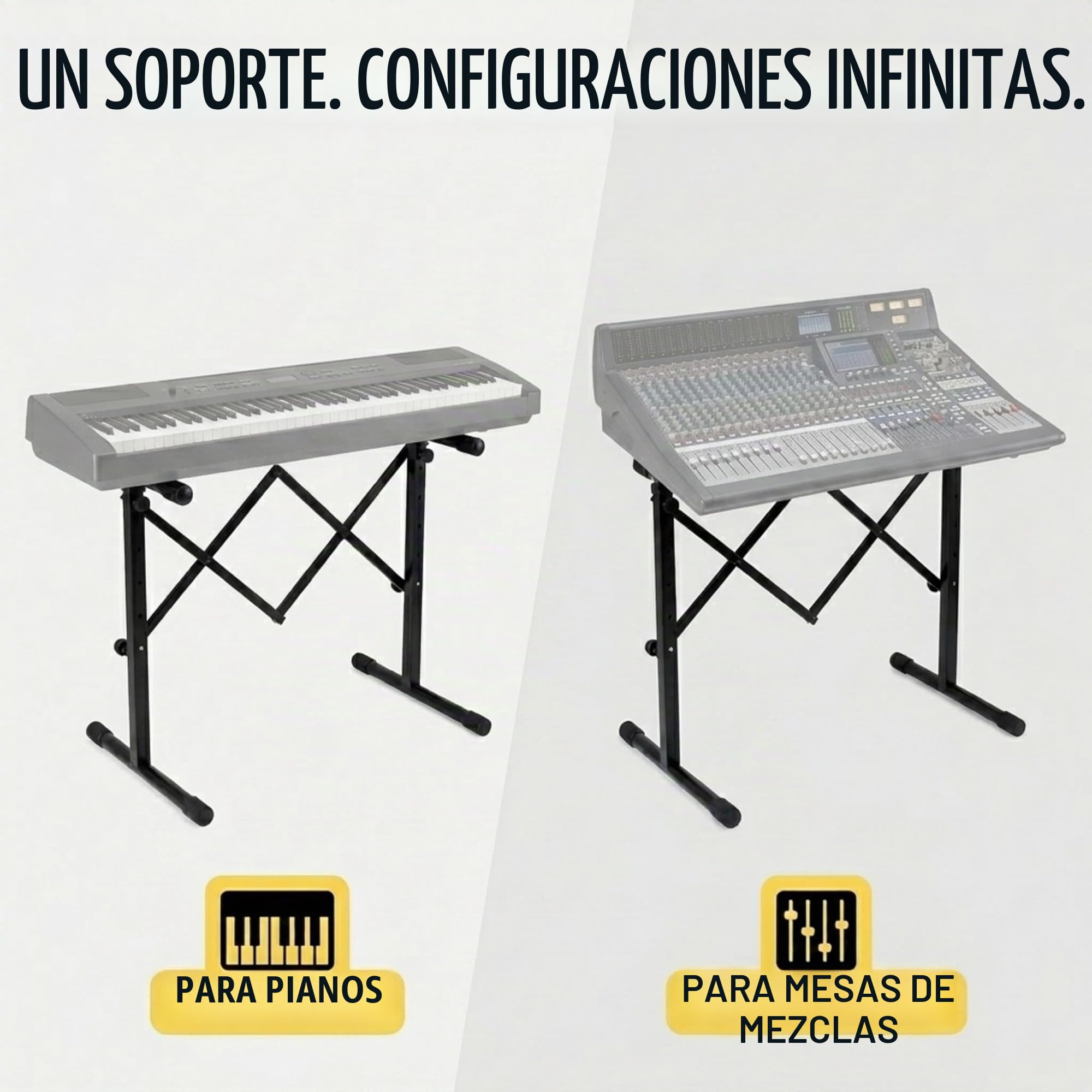 Classic Cantabile KBA-880BK Soporte para Teclado y Mesa de Mezclas Negro | Mesa para teclado con mecanismo de tijera, Adecuado para teclados y stagepianos, Superficie de apoyo profunda: 46 cm, Peso: 4