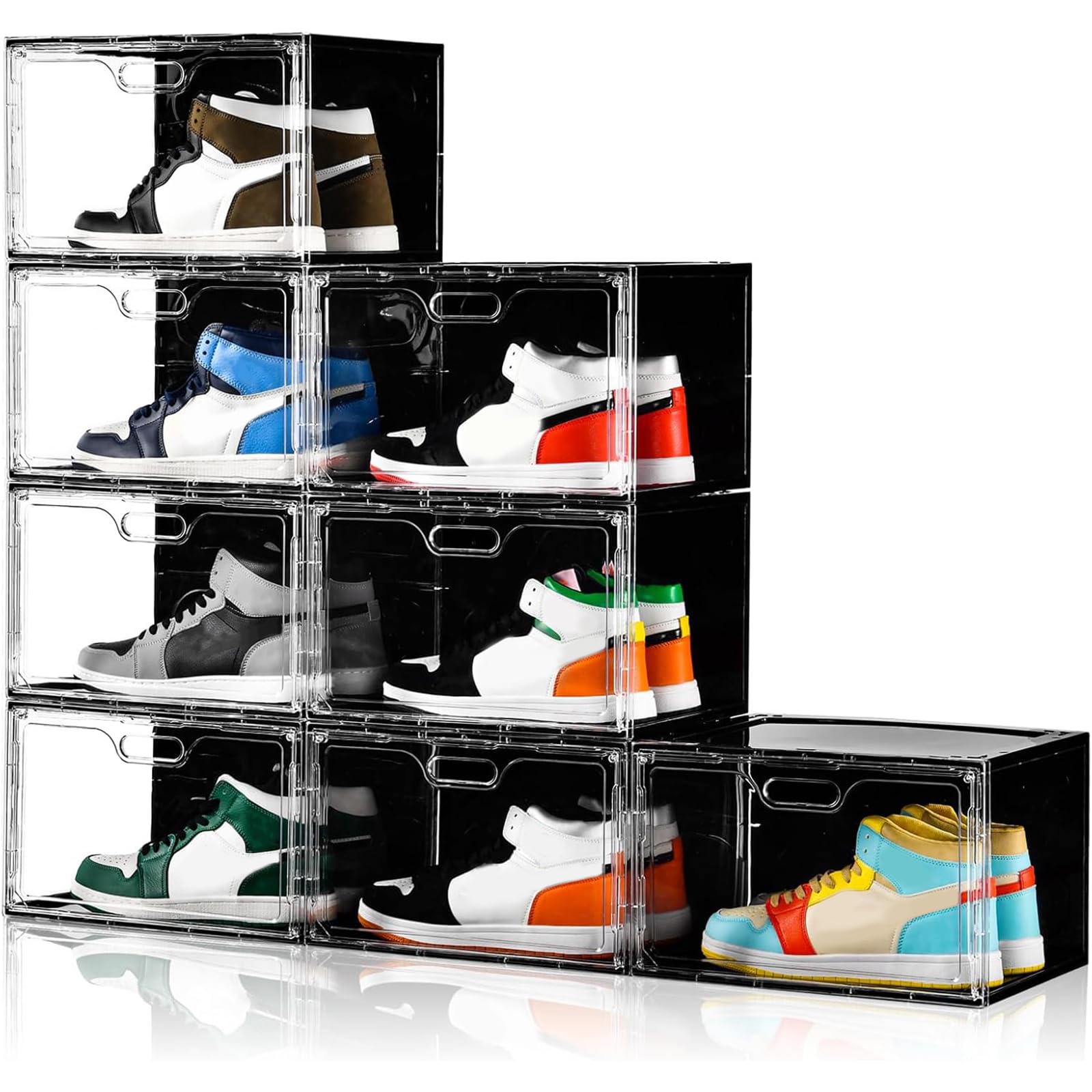 A★シューズボックス Amazon.com: Amllas New 8 Pack Shoe Boxes Stackable, Large Shoe