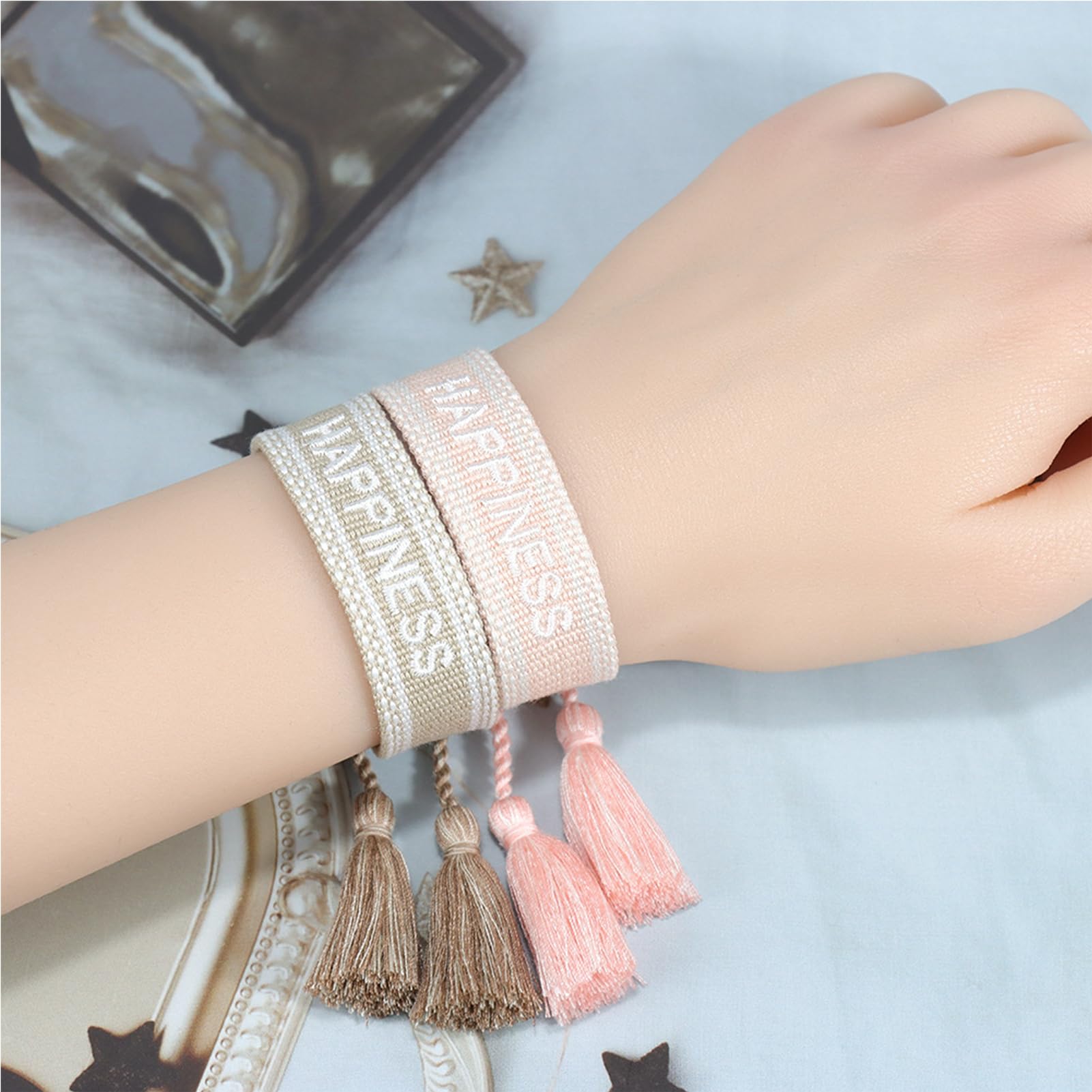 Bracciali in corda regolabile con nappe intrecciate per dichiarazione di moda chic blocco manuale bordo poliestere braccialetto intrecciato a mano kaki amore