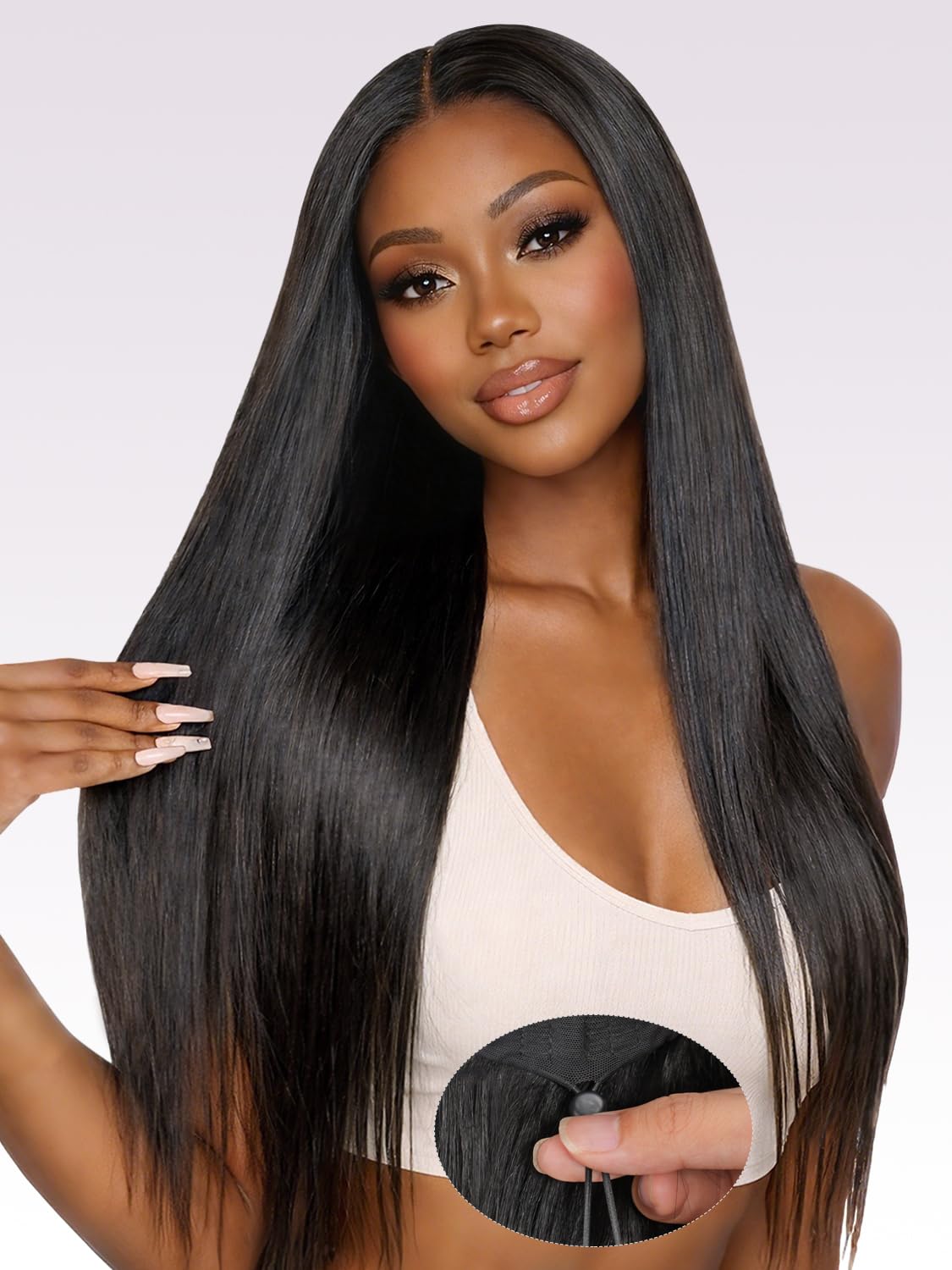 Perruque Cheveux Humain Brésilien Straight 22 Pouces 200 Densité 9X6 HD Lace Sans Colle Pre Plucked Pre Cut