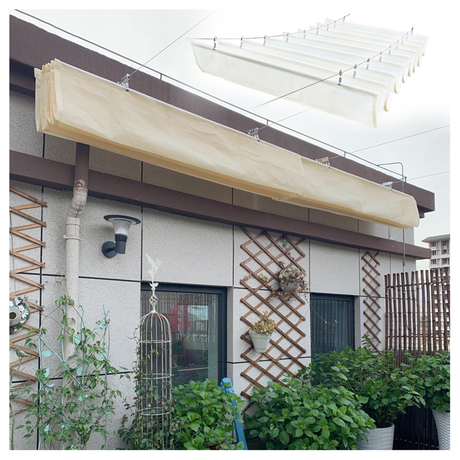 Malla Sombreo Extensible,Vela de Sombra Cubierta de Sombra Extensible,Cubierta de Sombra para pérgola,Retractable Ola Sombra Cubrir,Colgar Forma De U Toldo De Olas (Size : W2*L3m/W6.56*L9.84ft)