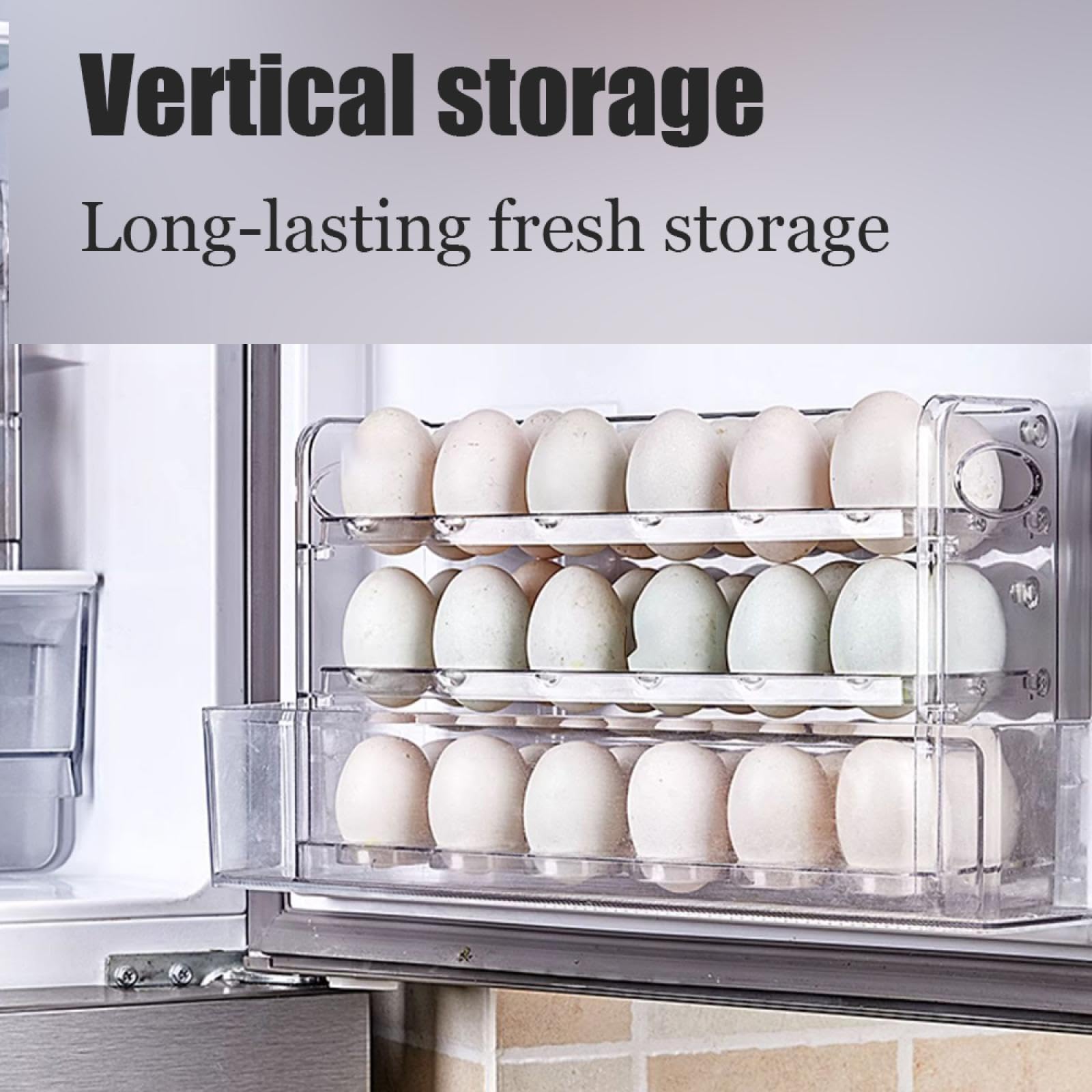 Caja de Almacenamiento de Huevos de Tres Capas,Soporte para Huevos para refrigerador,Almacenamiento de Huevos para encimera,Organizador de Huevos,Dispensador de Huevos para refrigerador