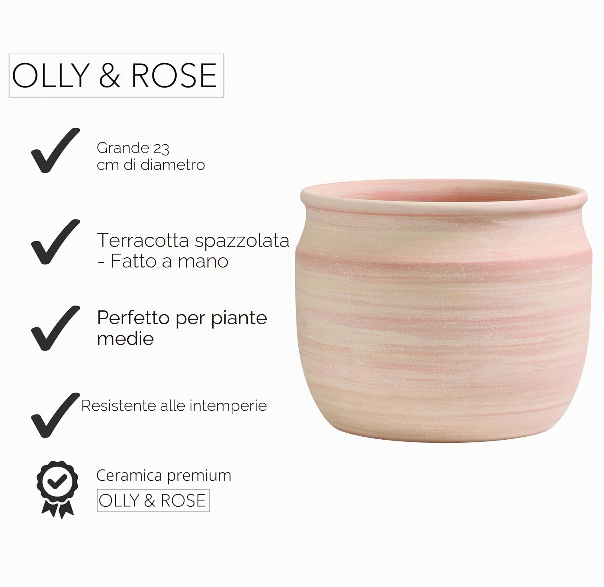 Olly & Rose Vaso grande in terracotta, 23 cm