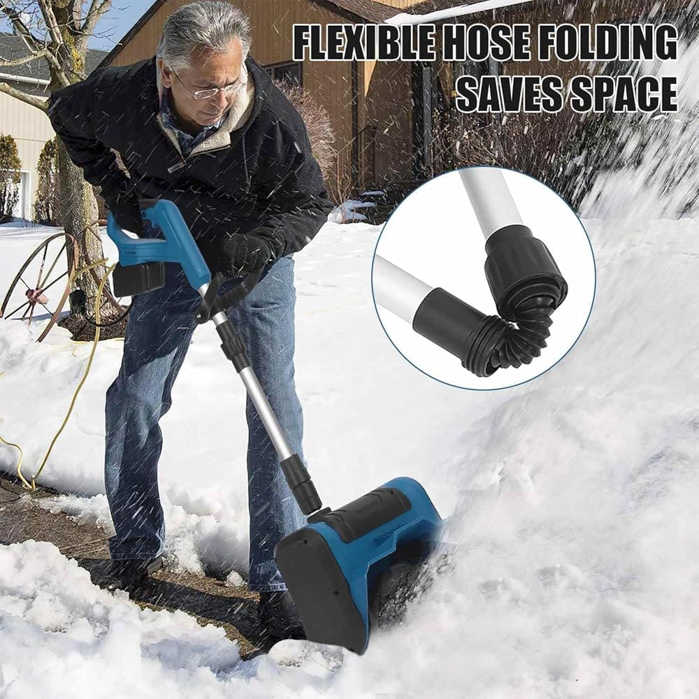 Spazzaneve senza fili con design pieghevole, due batterie incluse, altezza massima della neve 20 cm, distanza di lancio 8 m, ideale per tutti i tipi di strada