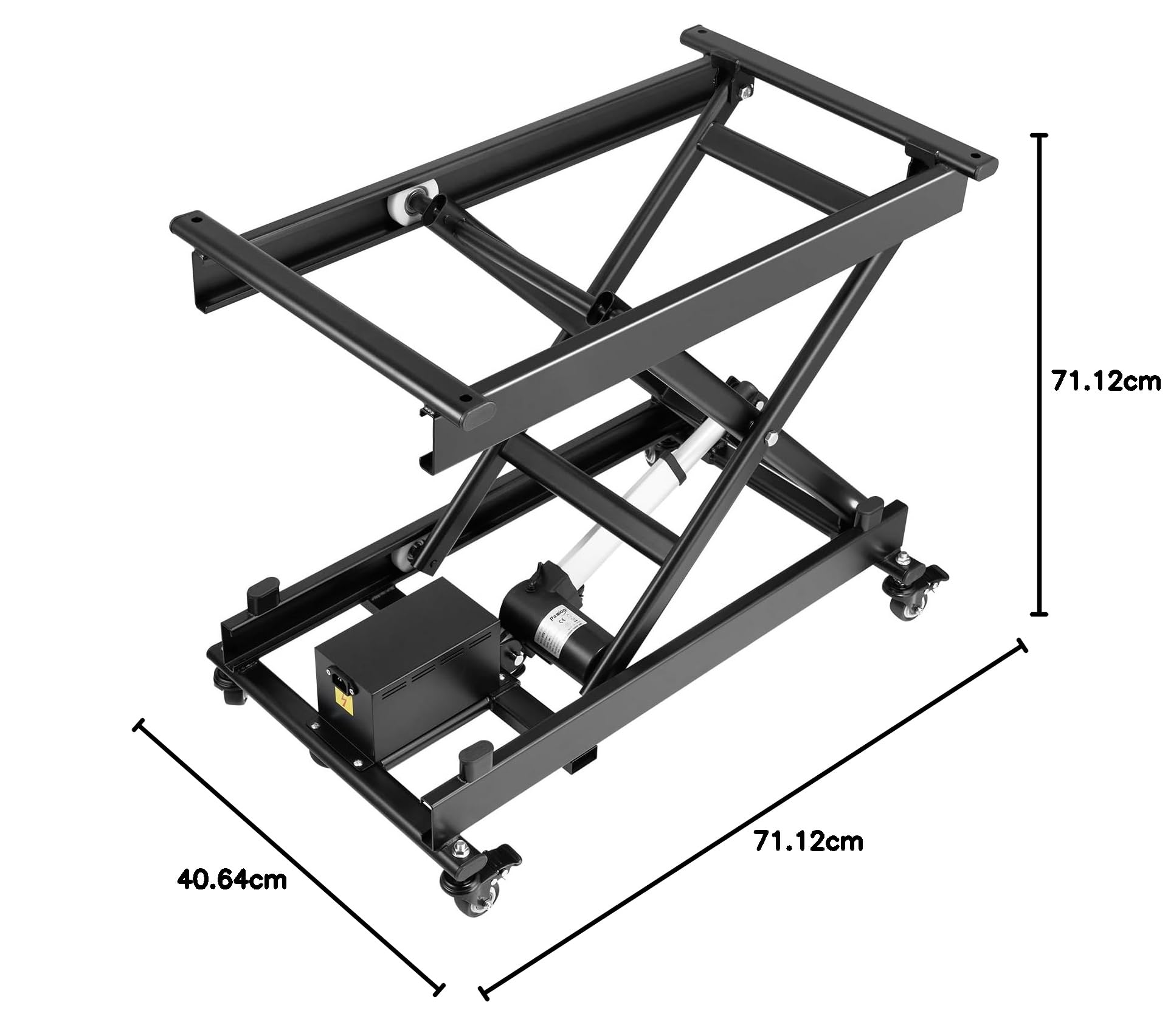 VEVOR Elektrischer Hubtisch 76x44 cm, 150 kg Tragkraft, Scherenhubtisch, 200 bis 710 mm höhenverstellbare Hebebühne, Couchtischlift mit 4 Rädern, für Materialhandhabung und Transport, Schwarz