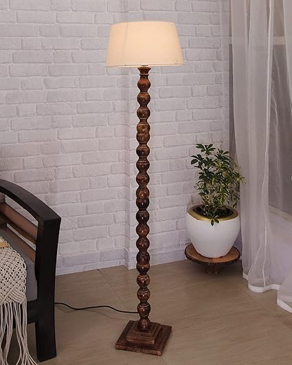 Homesake Floor LED Lamp For Living Room,LED Lamp For Bedroom, Standing LED Lamp, Home Decor Items, Floor LED Lamps For Living Room Corner, Night LED Lamp For Bedroom, Antique Wooden - (Beige, Sphere)
