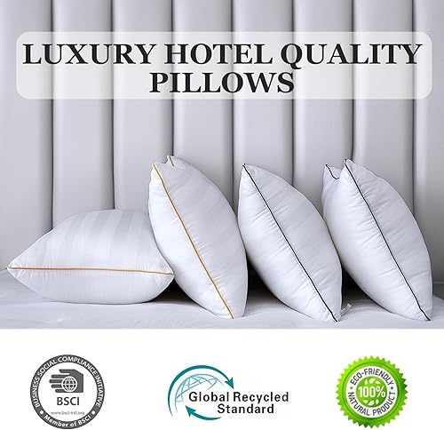 Miniatura 2 de Almohadas de cama para dormir, tamaño estándarqueen, juego de 4 almohadas de lujo de calidad de hotel para dormir de lado y boca abajo, almohadas