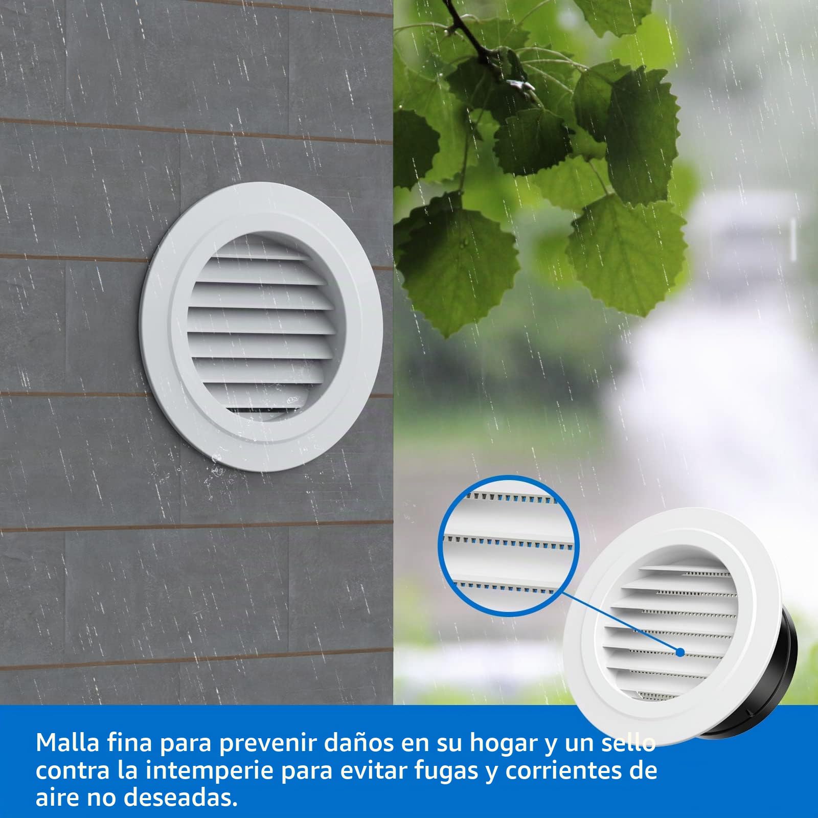 Hon&Guan ø150mm Rejilla de Ventilación Redonda, ABS Blanco Rejilla de Ventilación de Plástico, Rejilla de Extracción de Aire, Equipada con Mosquitera para Aire Acondicionado, Garaje, Techo, Oficina
