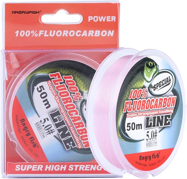 ANGRYFISH 100% Fluorocarbon Fishing Line-Invisible Underwater-Faster Sinking- Ultralow Stretch-Fishing Leader Line 2-30LB