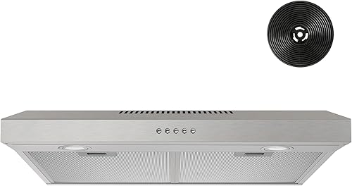 FIREGAS Campana extractora para debajo del gabinete de 30 pulgadas con motor DC sin escobillas, luz LED, ventilador de escape de 3 velocidades,