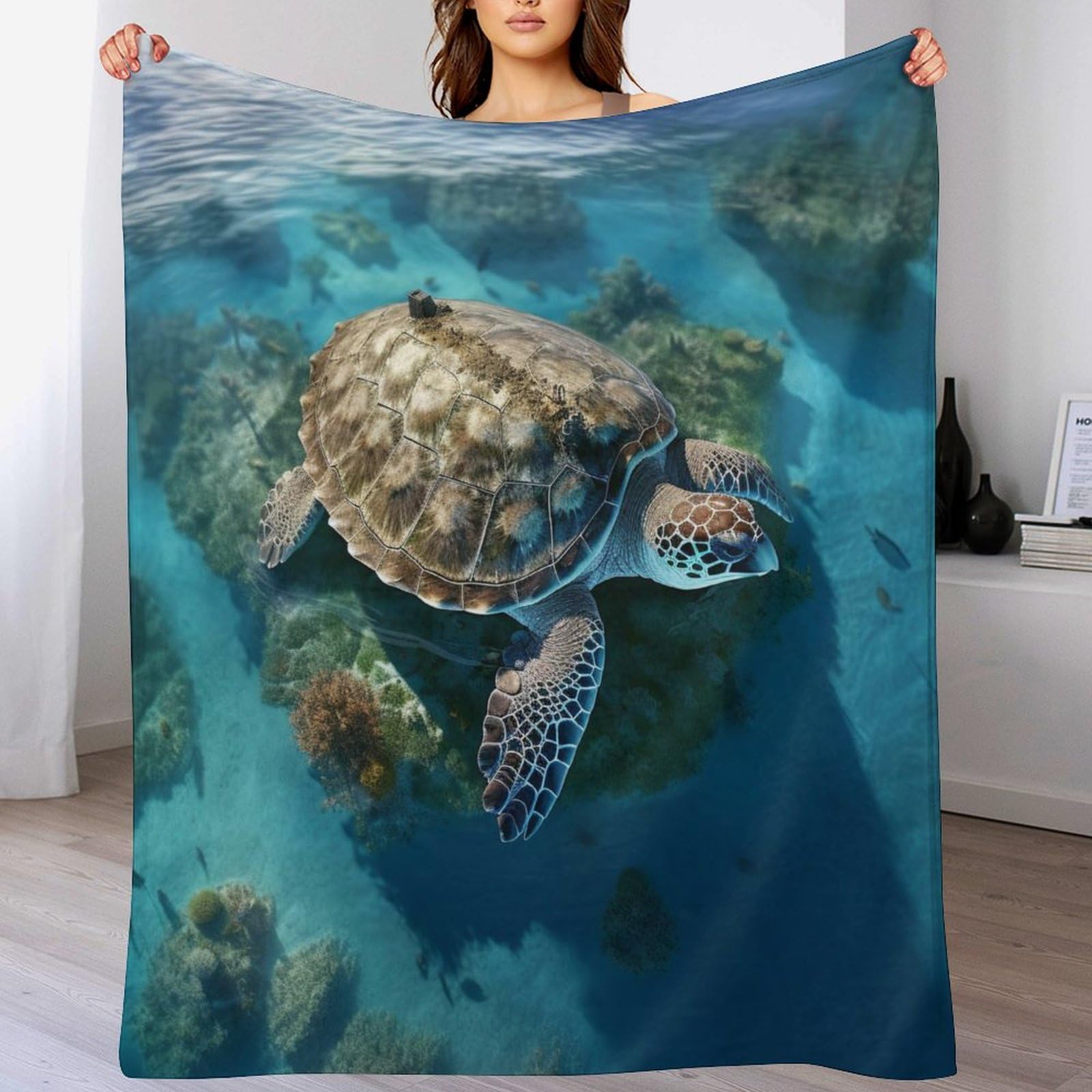 Manta de playa y pícnic con tortugas de mar capa ligera de franela para camping o terraza