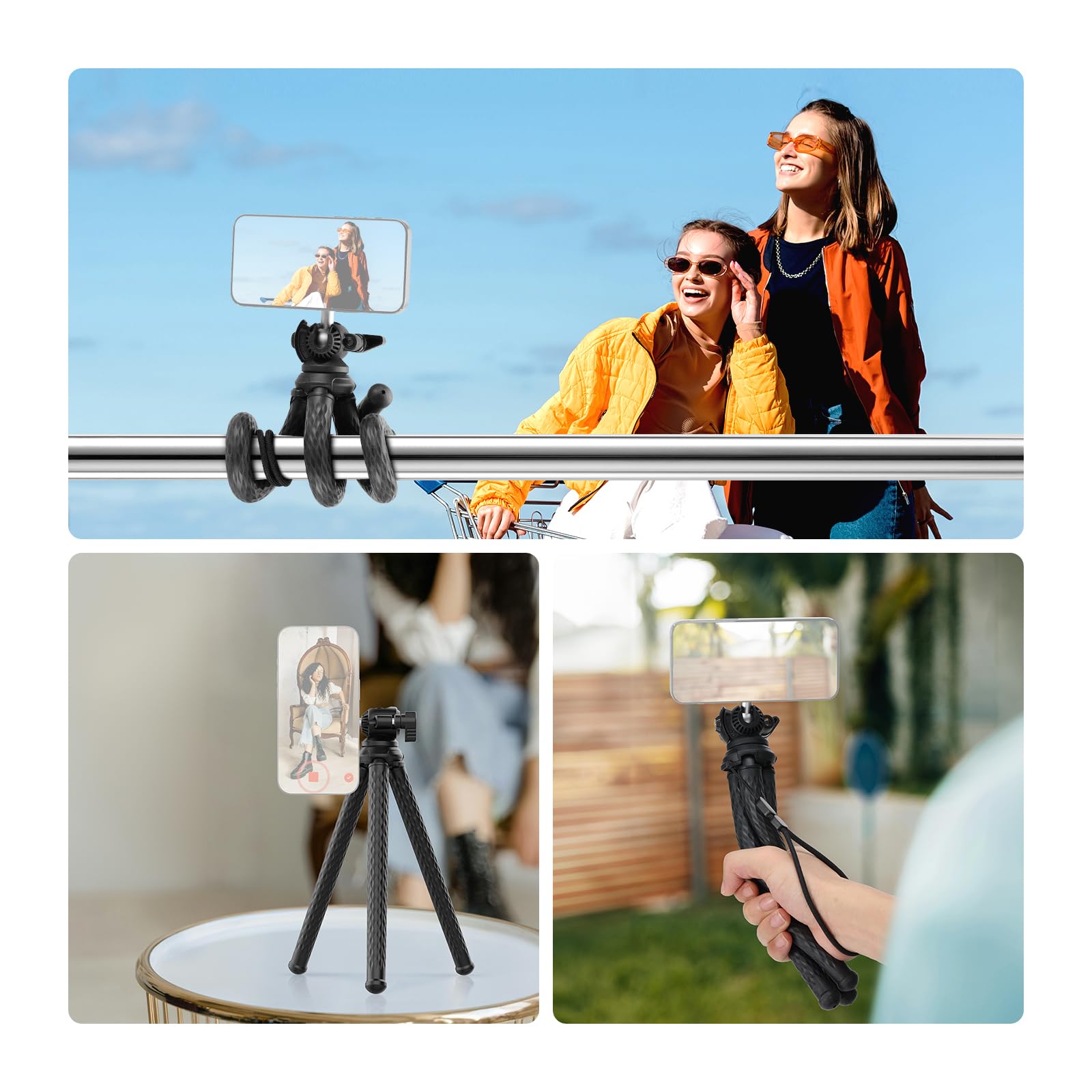 NEEWER Trípode magnético Flexible para teléfono Compatible con Magsafe iPhone 15 Pro MAX 14 Series Android, Mini Vlog Soporte de trípode para teléfono Celular con Cabeza de Bola para Cochecito,