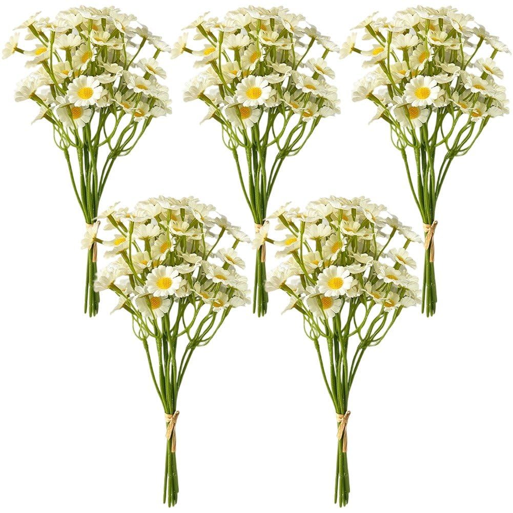 Danlai 30 Pcs White Flower, 26cm Artificial Bouquet for Wedding Vase Filler and Event Table Centrepiece Decor