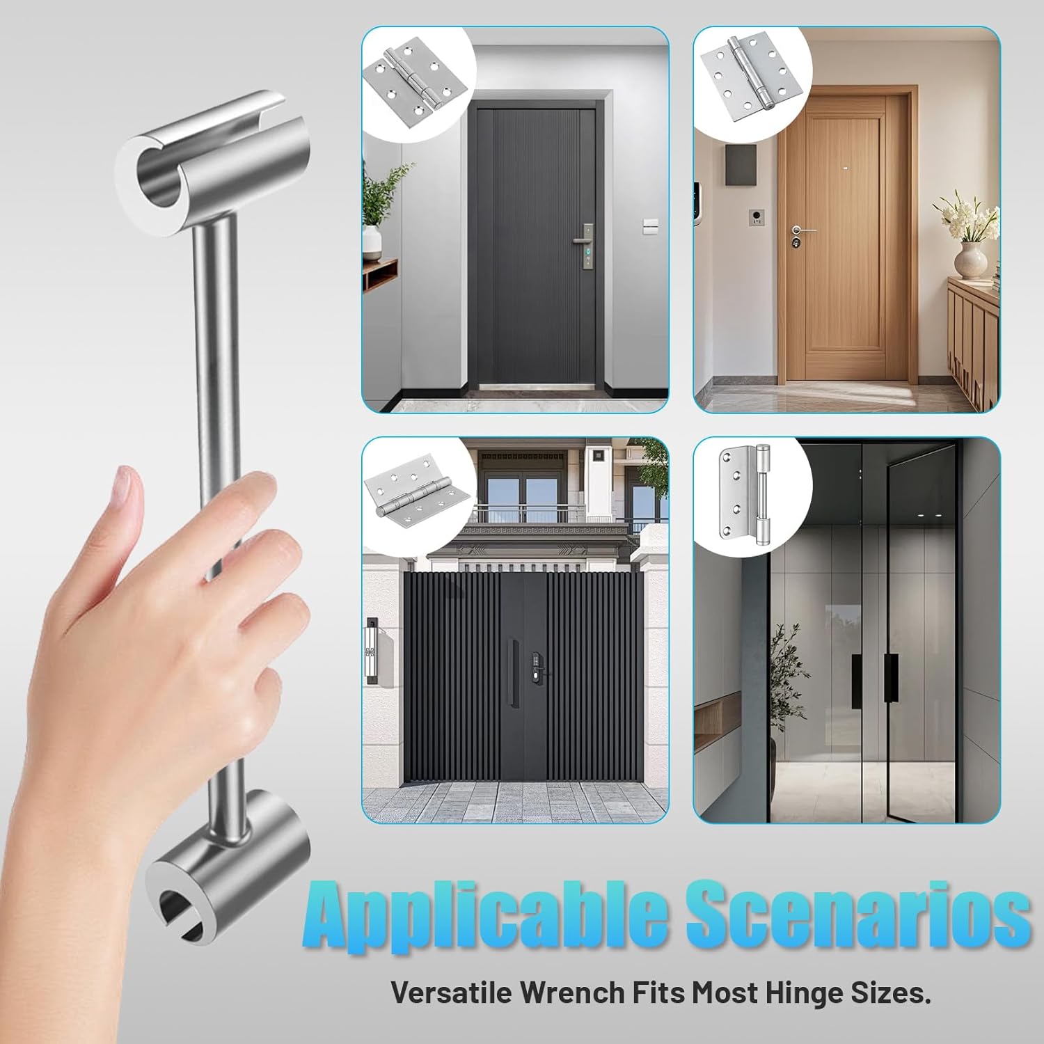 Door Hinge Adjustment Tool Set, 2 Pack Double-Ended Flag Door Hinge Wrench Fits 0.55”-0.75” & 0.9”-0.98” Hinges for Easy Door Alignment and Leveling, Home DIY Hardware Tool