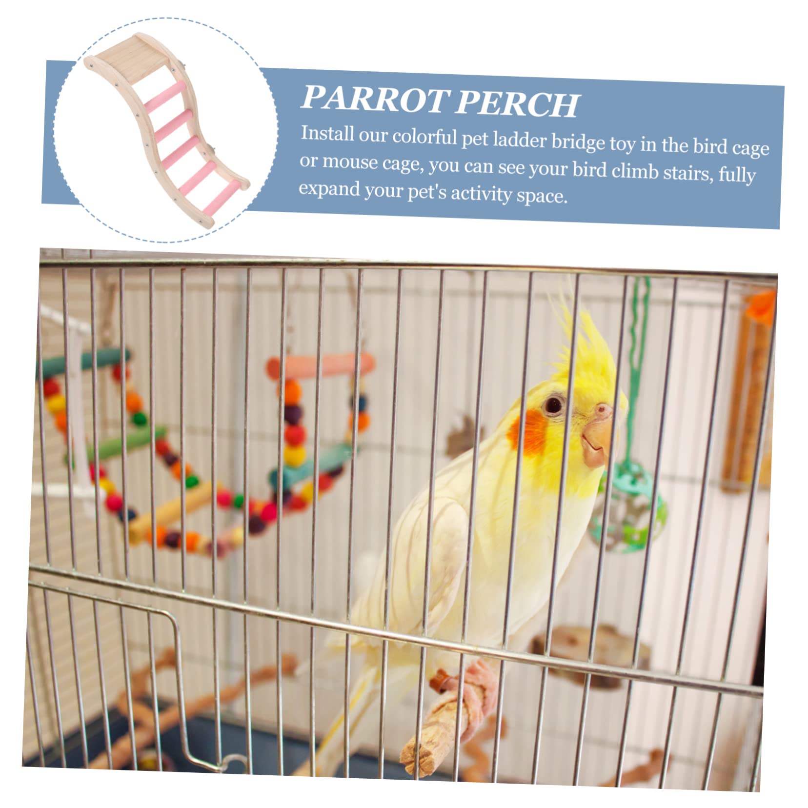 ERINGOGO Parrot Climbing Ladder Creative Bird Cage Activity Ladder for Parakeets Cockatoos Macaws Birds Encourages Exercise Mental Stimulation