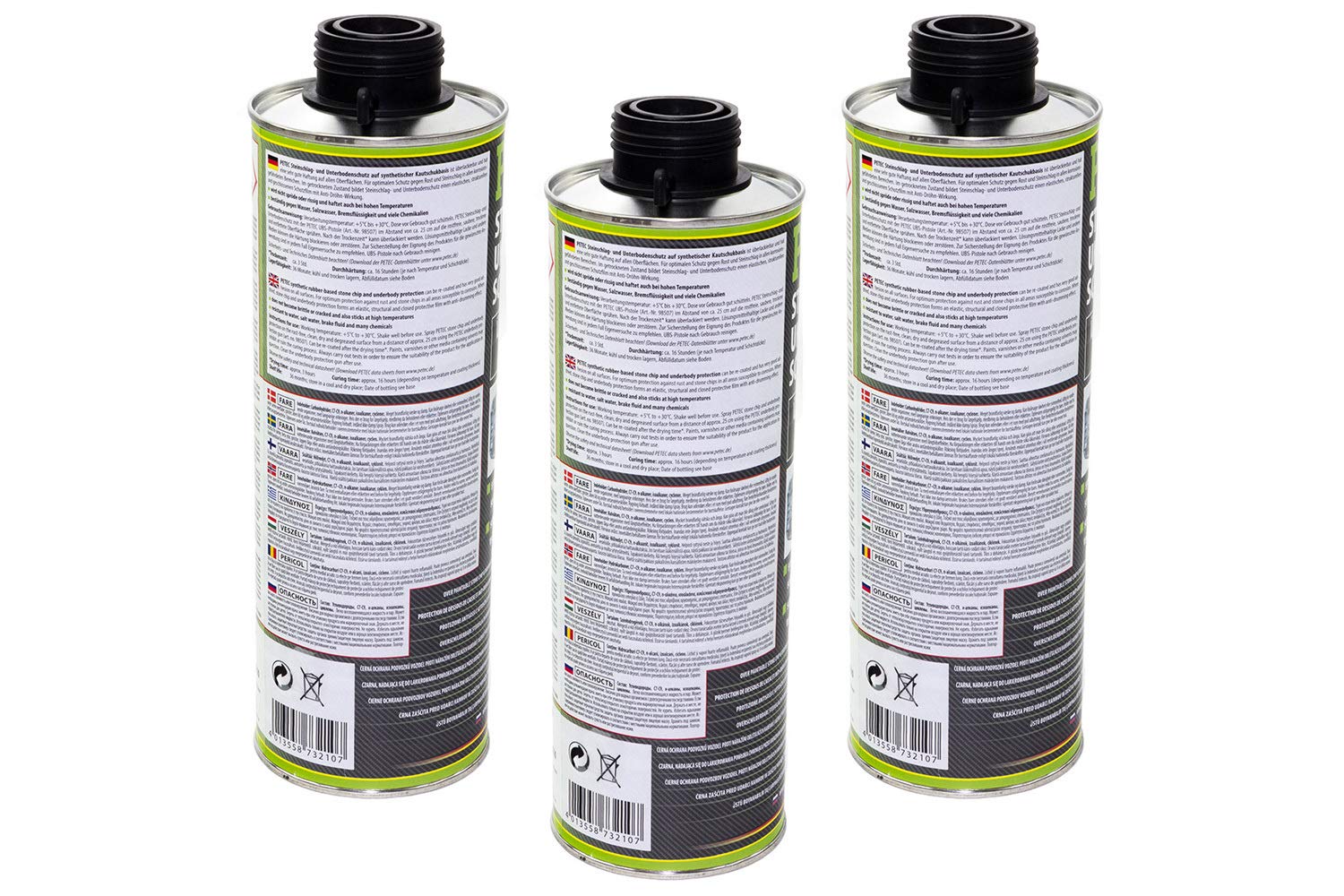 3 X PETEC 1L protezione da pietrisco e sottoscocca nero verniciabile