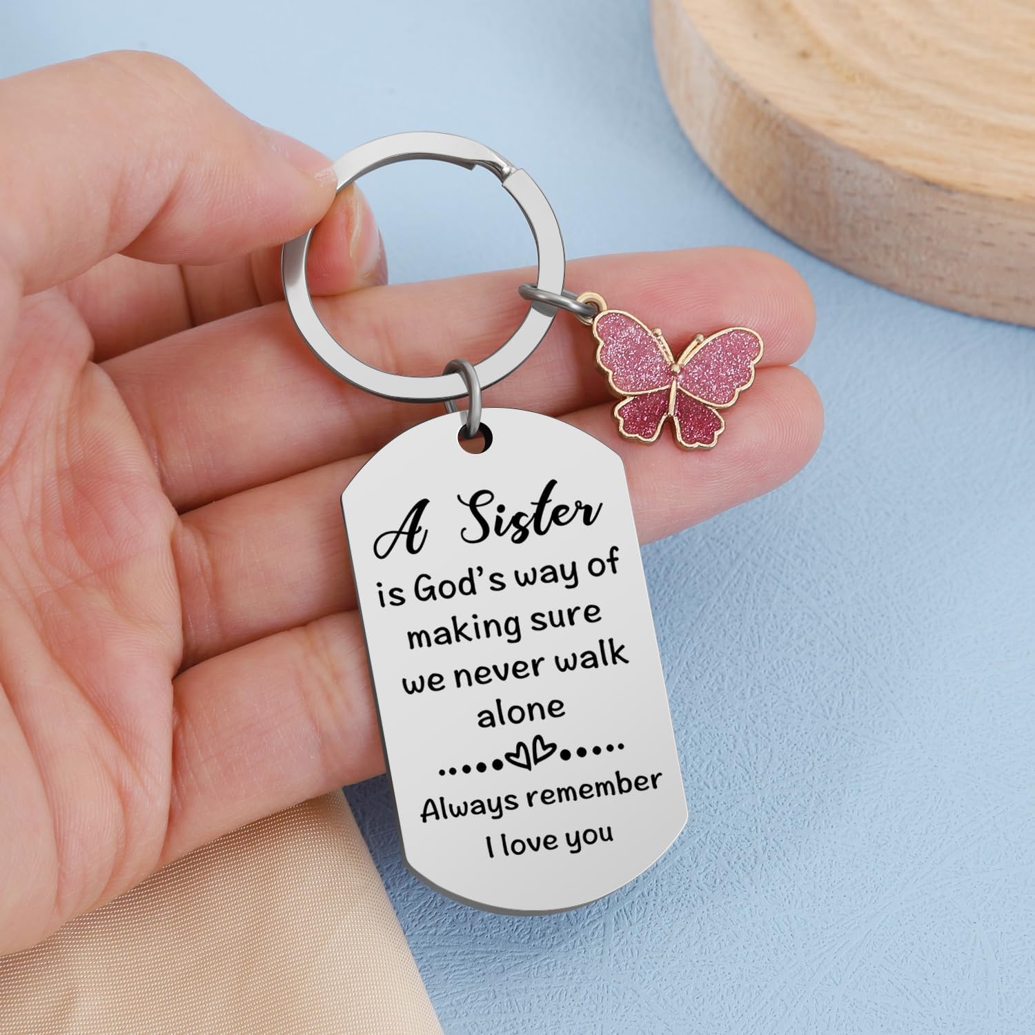 Gift for Sister, Sister Birthday Christmas Valentines Day Gifts keychain from Brother - Image 4