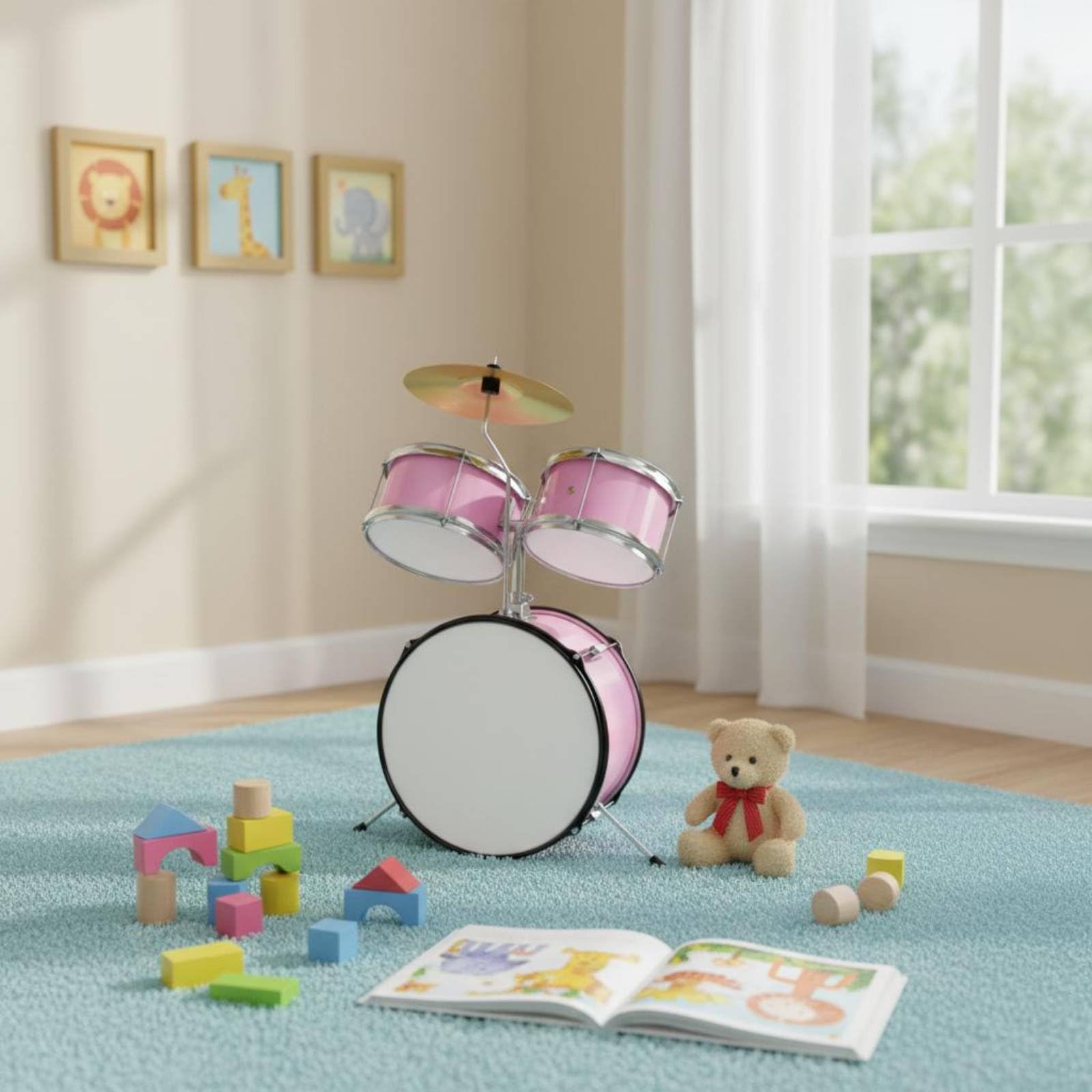 predolo -Drumset-Drumset kompakt Schlagzeug Geschenk Anfänger-Schlagzeug für Zimmer, Zuhause , Lila