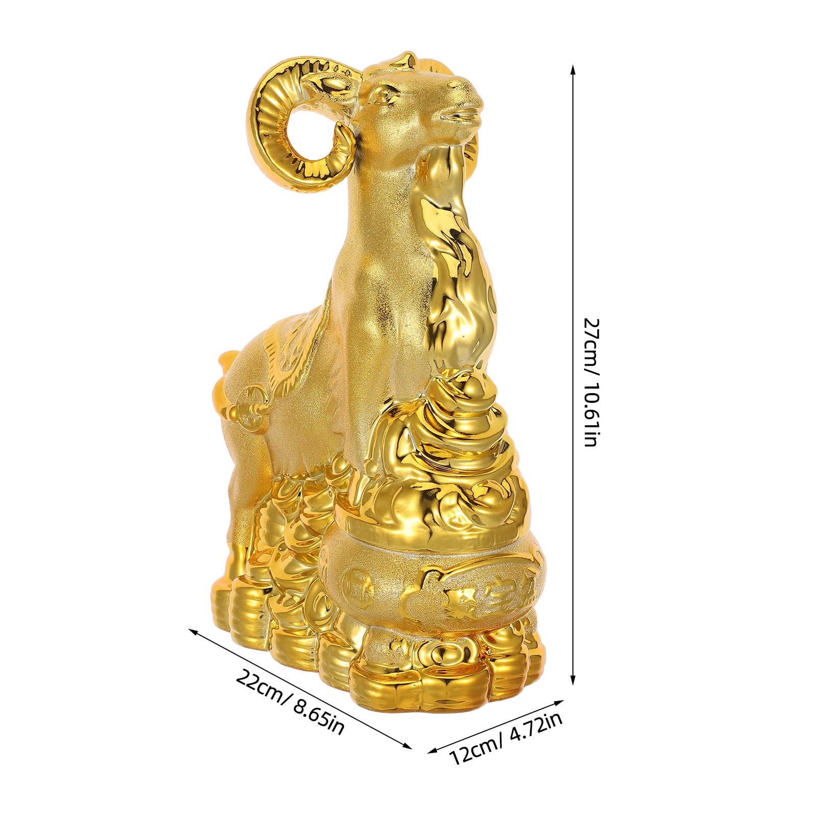 Goldene Keramik Ziegen Spardose mit Münzfach und Schale