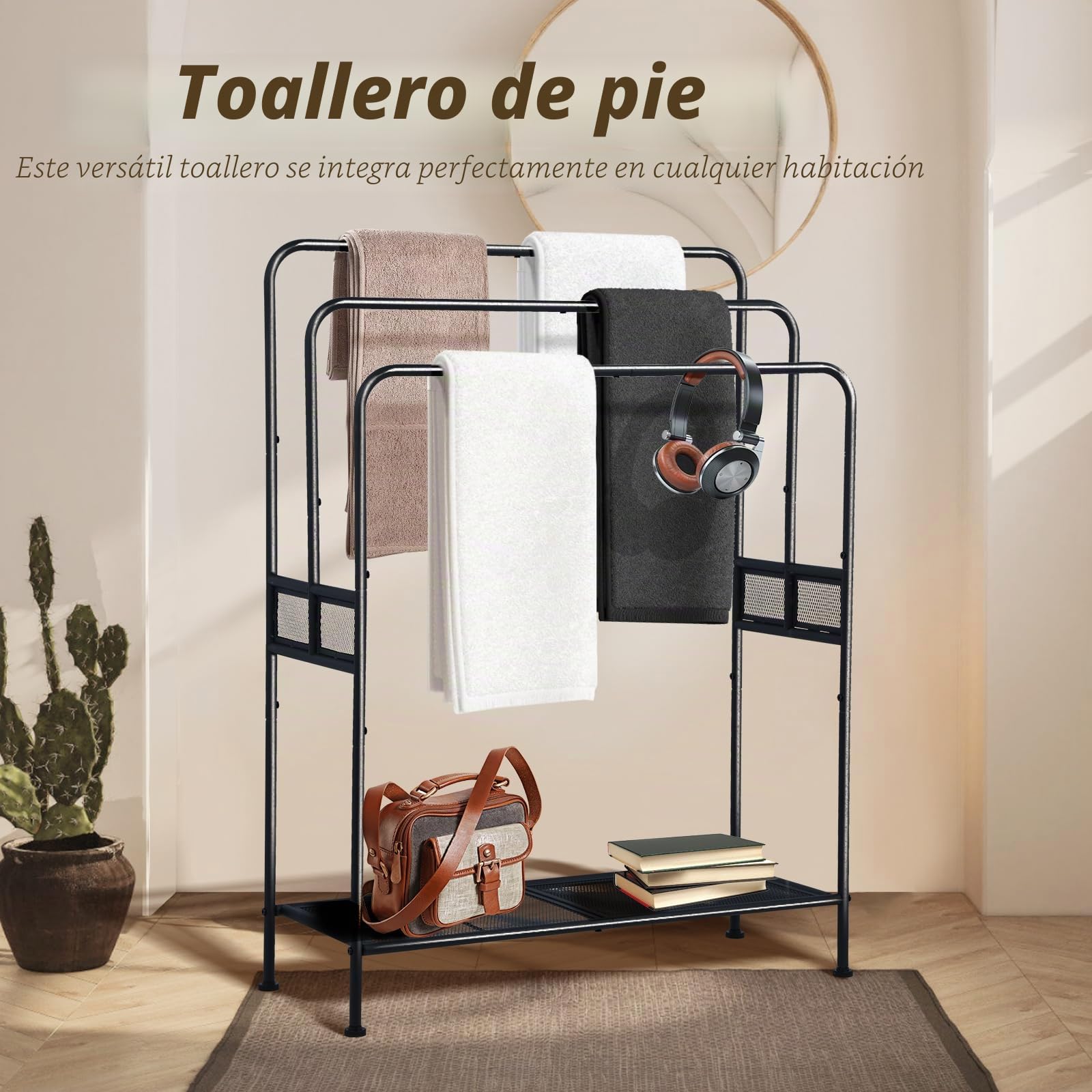 Toallero de pie extra grande de 44 pulgadas, soporte para toallas de piscina al aire libre, soporte versátil para manta y colcha para sala de estar, baño, dormitorio, playa, bañera de