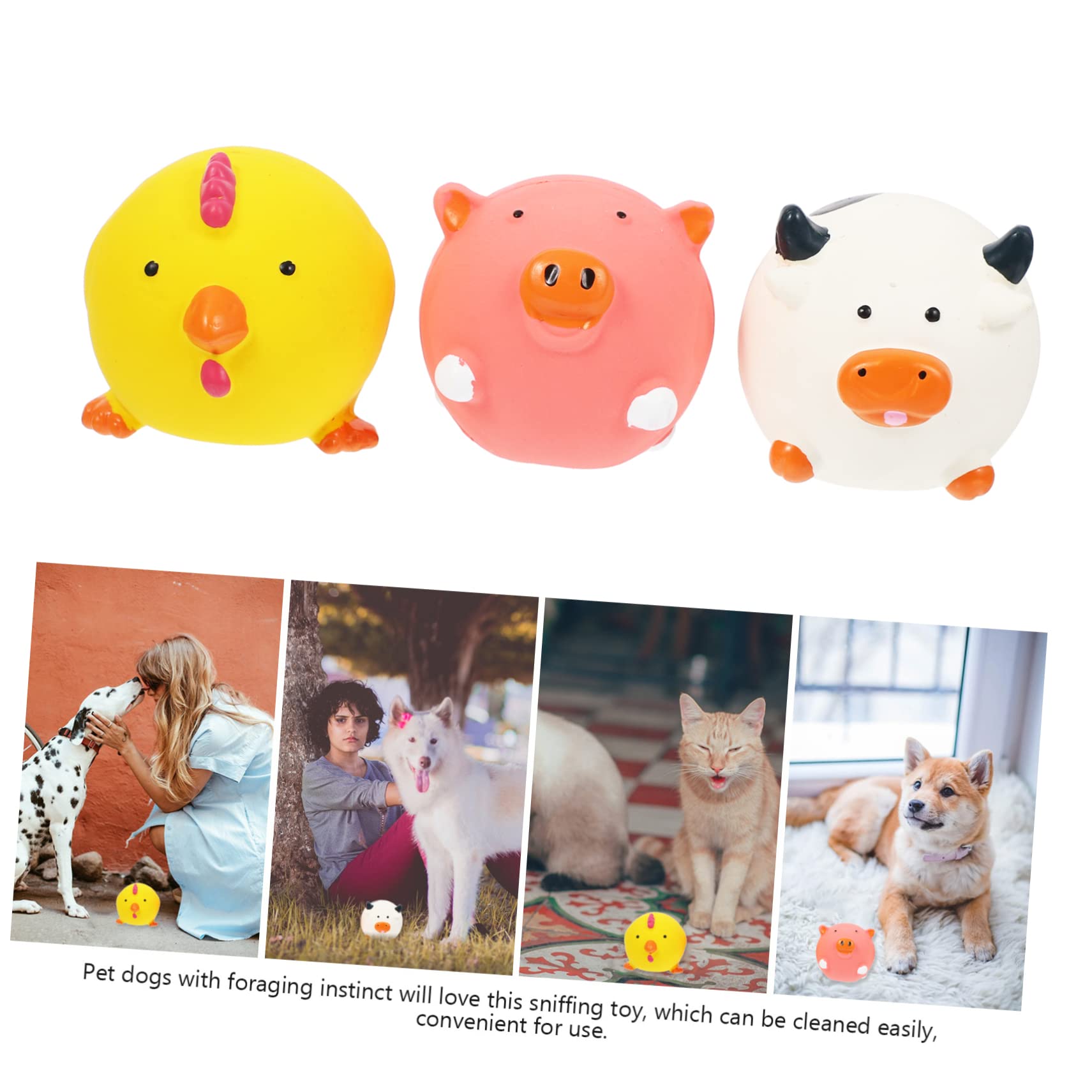 INOOMP 9stücke Teiliges Interaktives Latex Spielzeugset Für Hunde Quietschende Tierfiguren Schwein Huhn Kuh Kauspielzeug Zahnpflege Und Spielspaß Für Haustiere