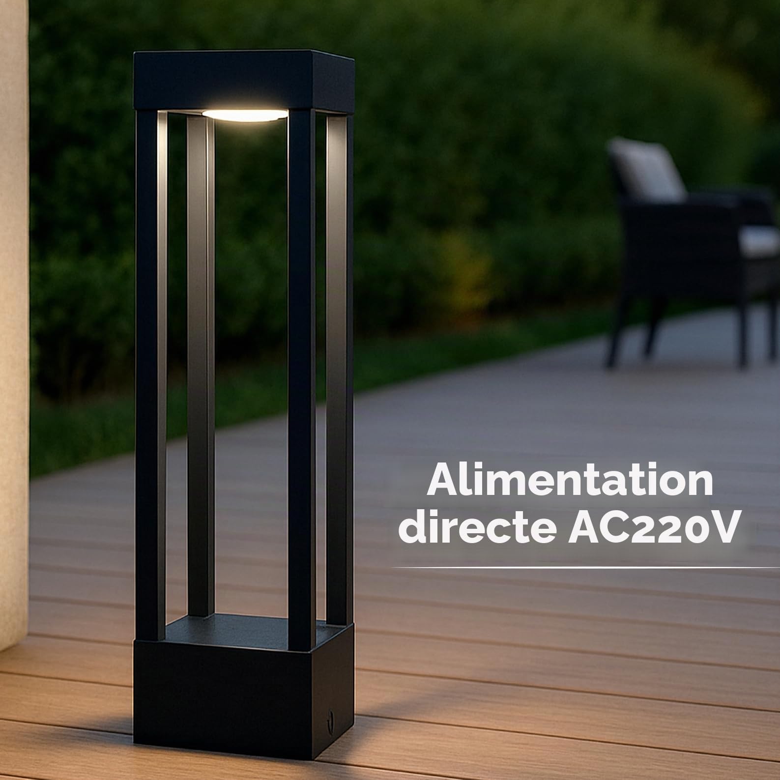 LED ATOMANT 2x Borne LED Jardin 7W Blanc Froid 750lm IP67 Métal Noir