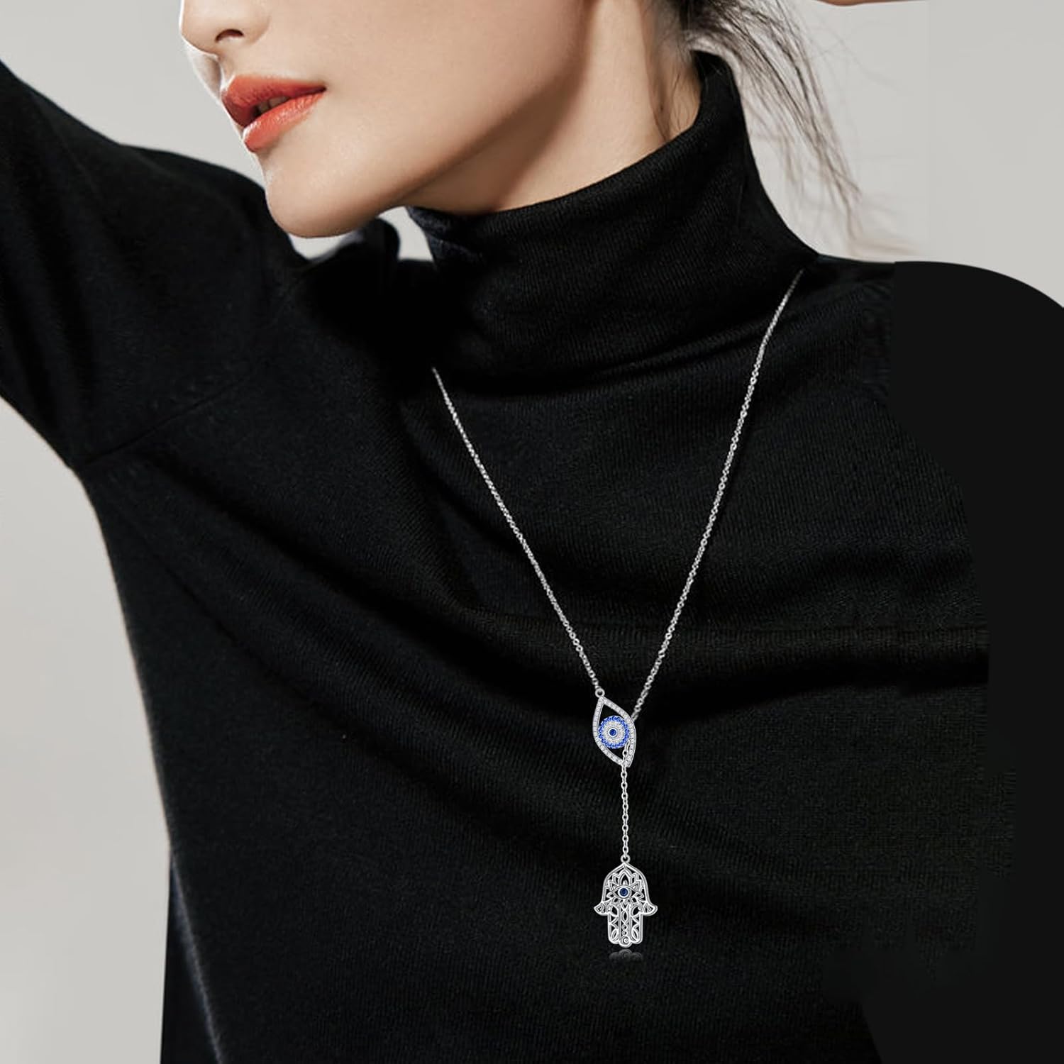 Long Necklace Sterling Silver Larait Bar Y Lariat Long Chain Drop Adjustable Necklace Gift for Her, 30" - Image 3