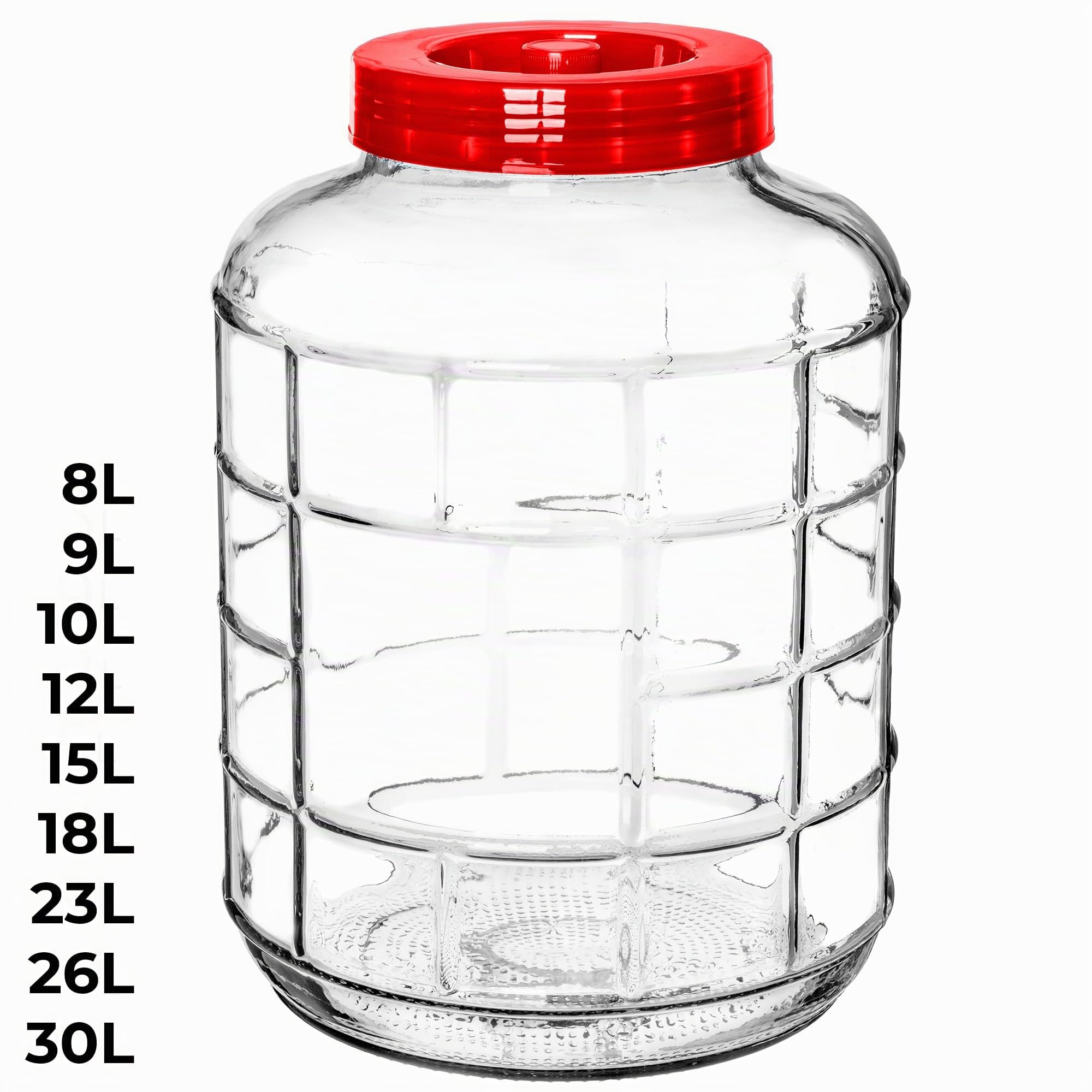KADAX Grand Bocal de Fermentation en Verre avec Couvercle, Contenant Spacieux pour la Préservation des Aliments et Le Stockage du Vin (30L)