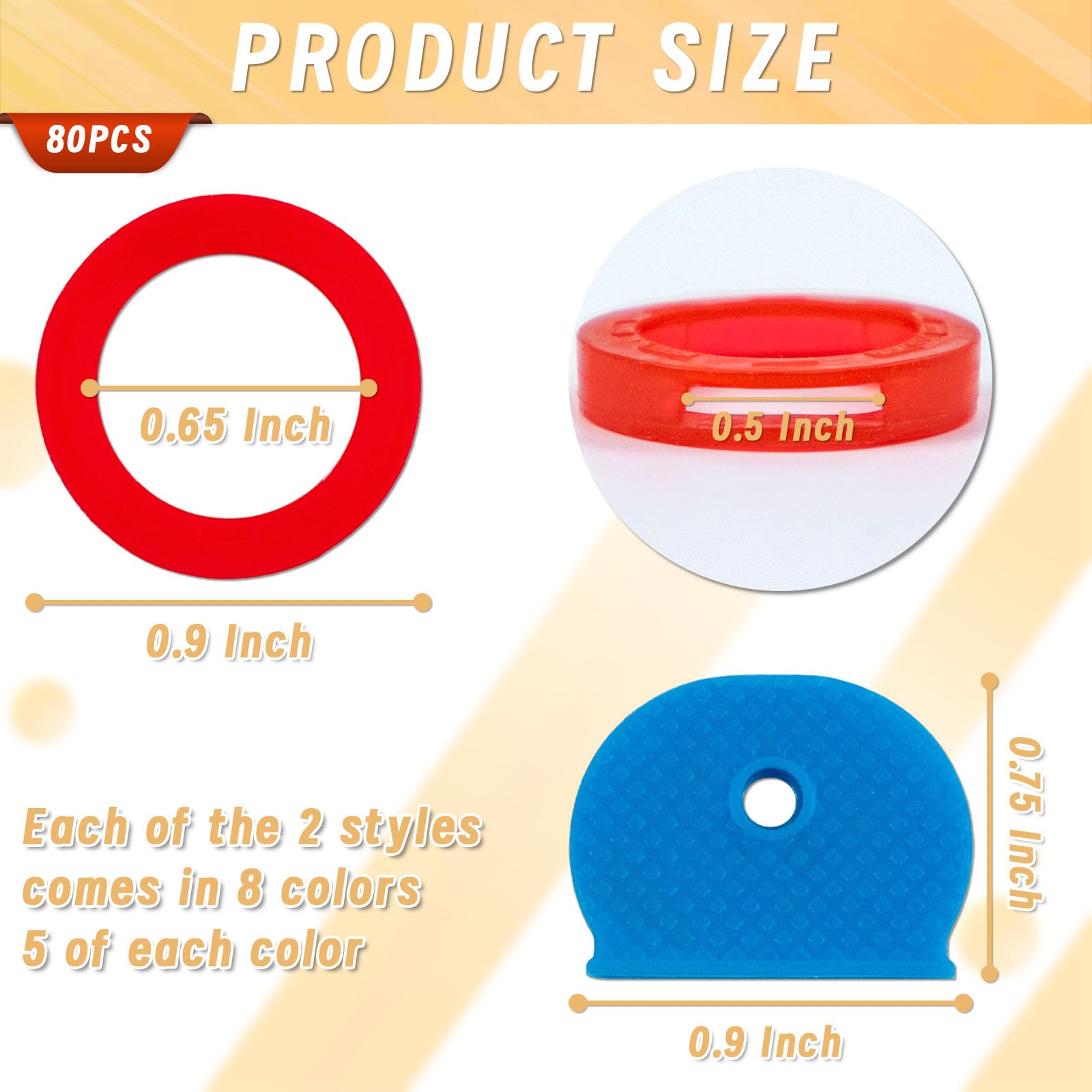 Pvc Key Cover Key Cover 80-Pack Colored S - 8 Colors, 1 Inch PVC Key Caps For ...