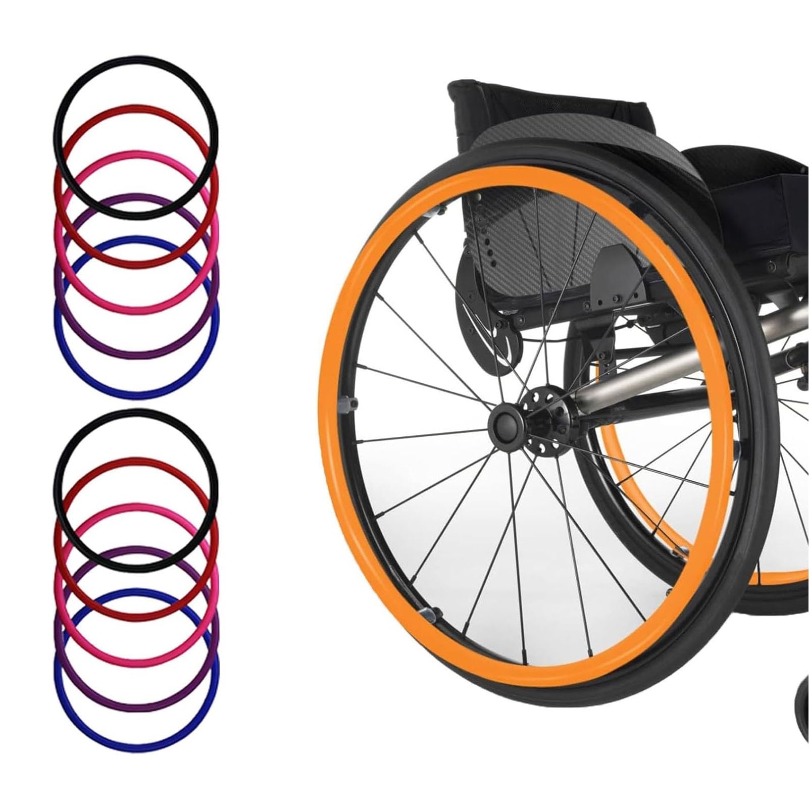 par de fundas para silla de ruedas, 20/22/24 pulgadas, antideslizantes, resistentes al desgaste, de silicona para adultos, fundas para aro de empuje de silla de ruedas, que mejoran el agarre, para ru