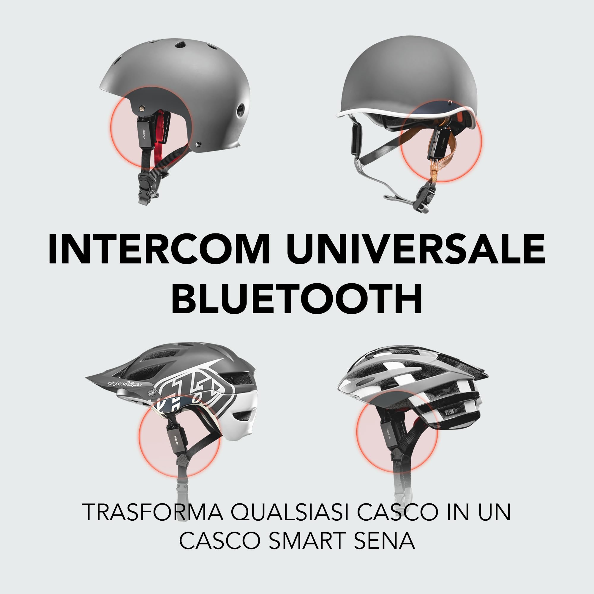Sena pi, Dispositivo Bluetooth Intercom Universale. Compatibile con la Maggior Parte dei caschi da Ciclismo e Multi-Sport
