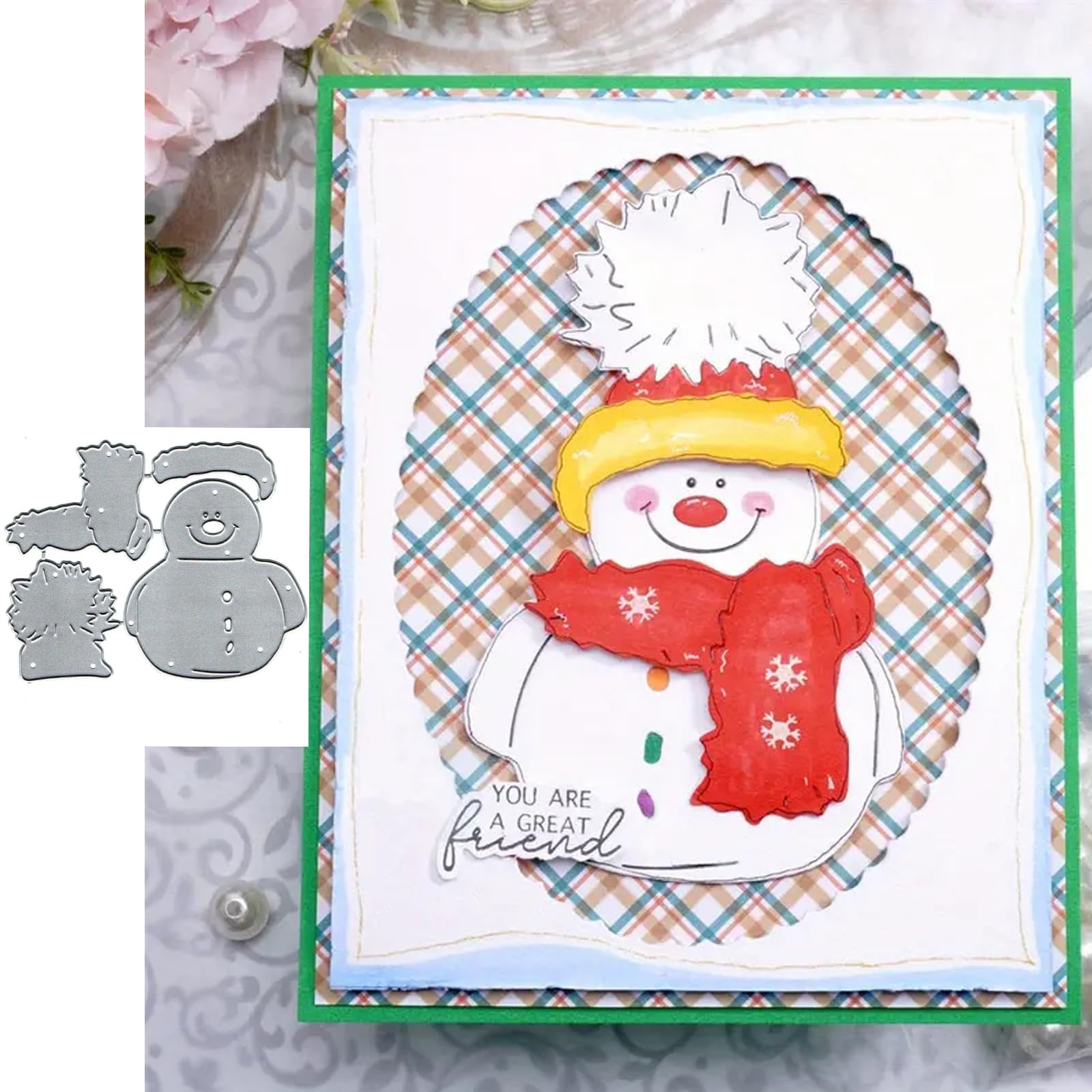 Merry Christmas Snowman Snowflake Greeting Card Metal Die Cuts,Sunflower Flower Leaf Cutting Dies Cut Stencils DIY Scrapbooking Decorative Embossing Paper Scrapbooking Card Making