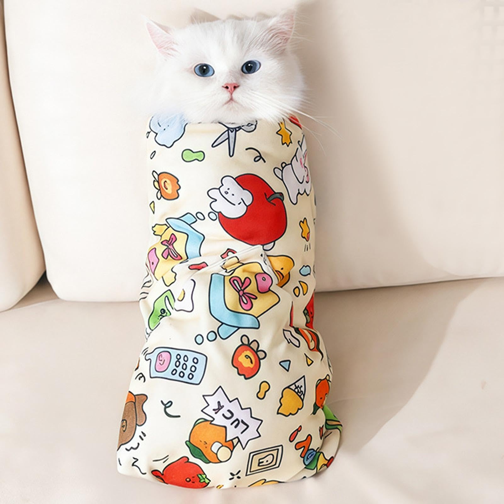 Amazon | 猫グルーミングラップ 猫粘着性のある猫のおくるみラップ固定