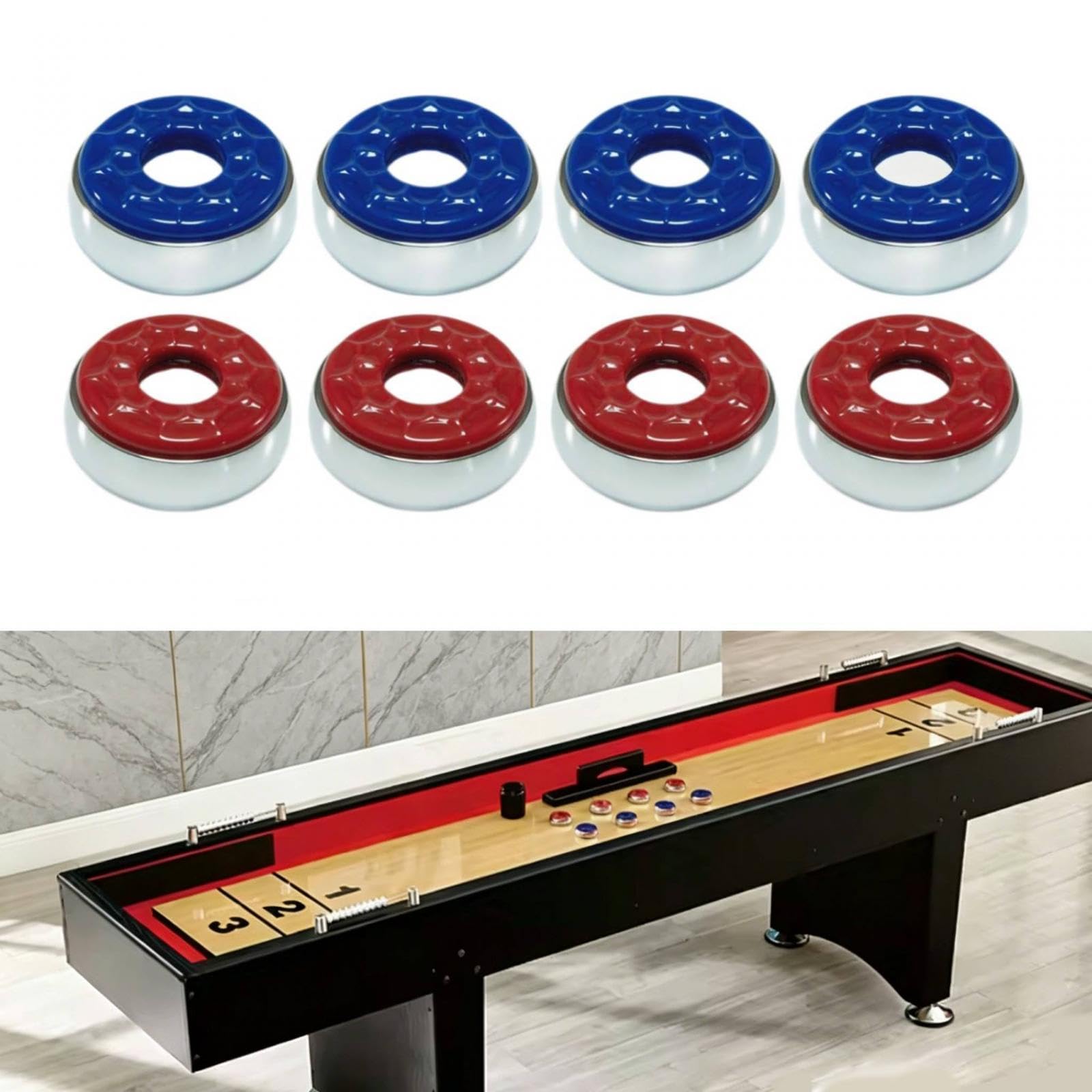 8 Teiliges Shuffleboard, Ersatzrollen für Tragbare Tischgeräte, Glatte Oberfläche, Robustes Design für Familienspiele, Rotblau