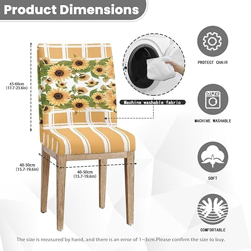 Miniatura 8 de Rnyleeg Fall Autumn Seat Covers for Dining Chairs Set of 4 Sunflower Themed Stretch Dining Chair Covers Soft Comfy Chair Slipcovers for Cocktail