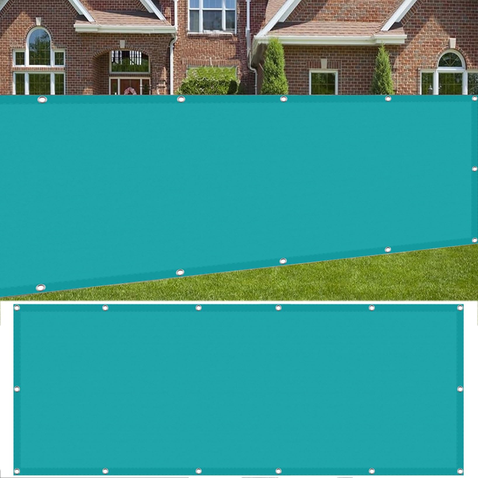 Balcony Privacy Screen 80 x 130 cm Anti-Peeping, Anti-Ultraviolet Wind Breaker Fencing Screening with Cable Ties, Tear-Resistant for Deck, Backyard, Patio, Balcony, Sky Blue