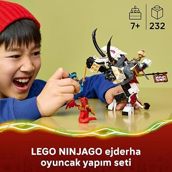 LEGO NINJAGO Zilvar ve Ejderha Canavar Grimtak 71863-7 Yaş ve Üzeri Çocuklar için Nya, Zilvar ve Ejderha Formunda Kai Minifigür İçeren Yaratıcı Oyuncak Yapım Seti, Hediye Fikri (232 Parça)