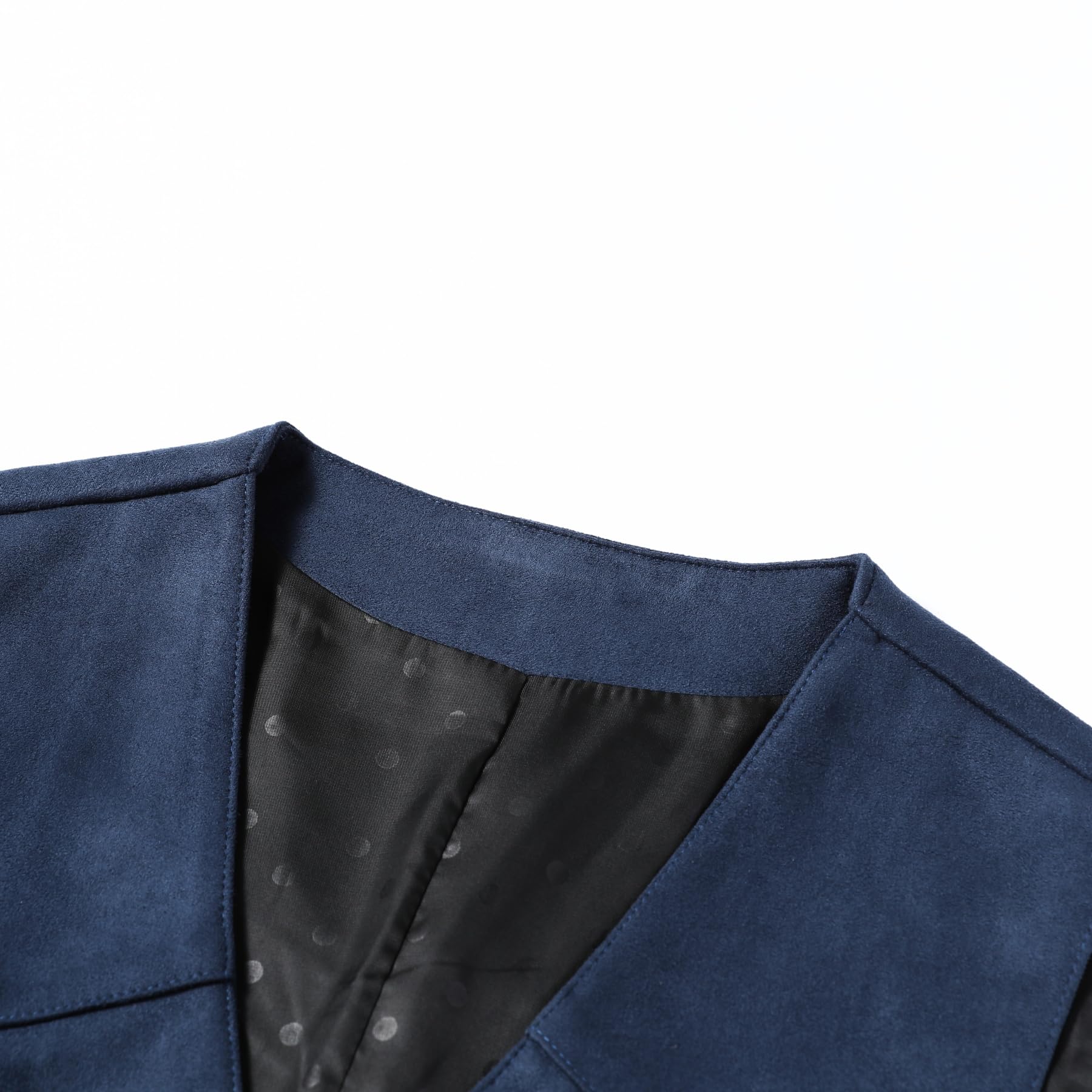 Allthemen Męska zamszowa kamizelka, dekolt w serek, casualowa kurtka bez rękawów, slim fit, biznesowa, formalna kamizelka na kolację weselną