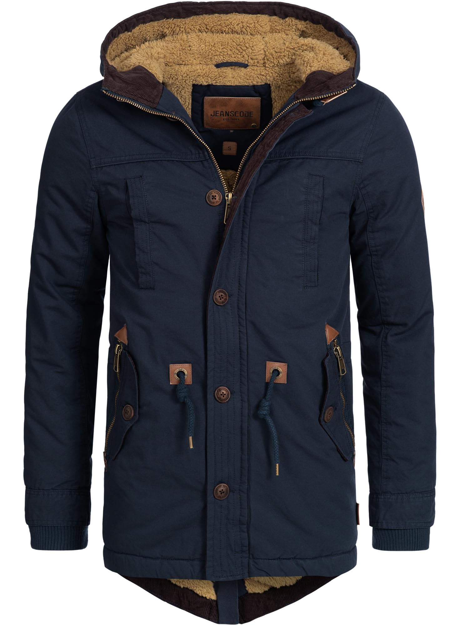 Indicode Herren Barge Winterjacke aus Baumwolle gefüttert mit Teddyfleece | Gefütterter Winterparka mit Kapuze und weichem Teddyfutter, Steppjacke, Outdoorjacke, Winterjacke für Männer