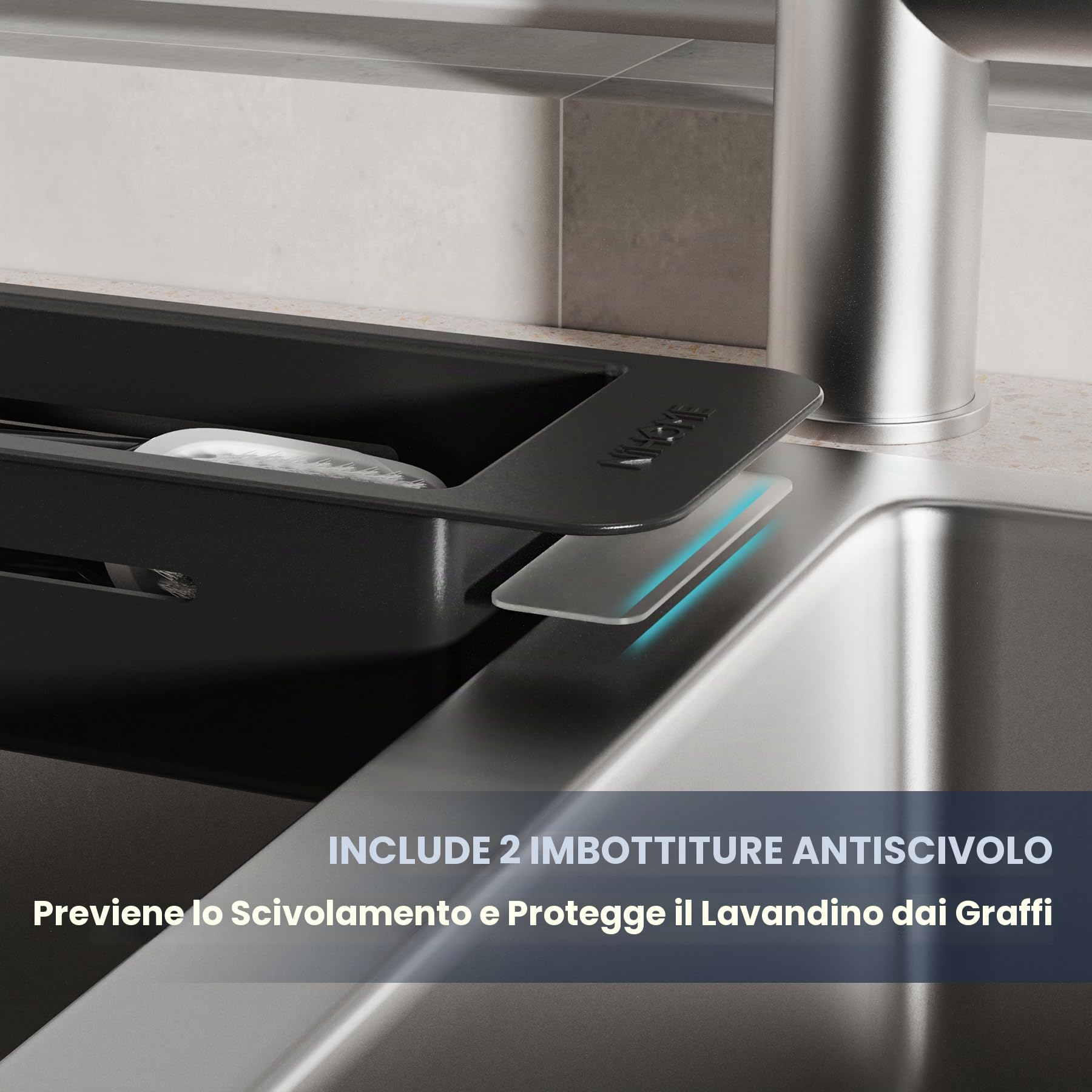 NiHome Organizer estensibile da cucina per lavello (nero)