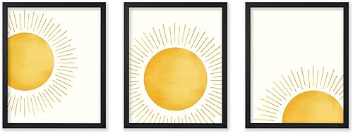 Poster Master Póster abstracto vintage, impresión minimalista retro, sol amarillo, moderno, estético, moderno, arte de pared sin marco de 8 x 10