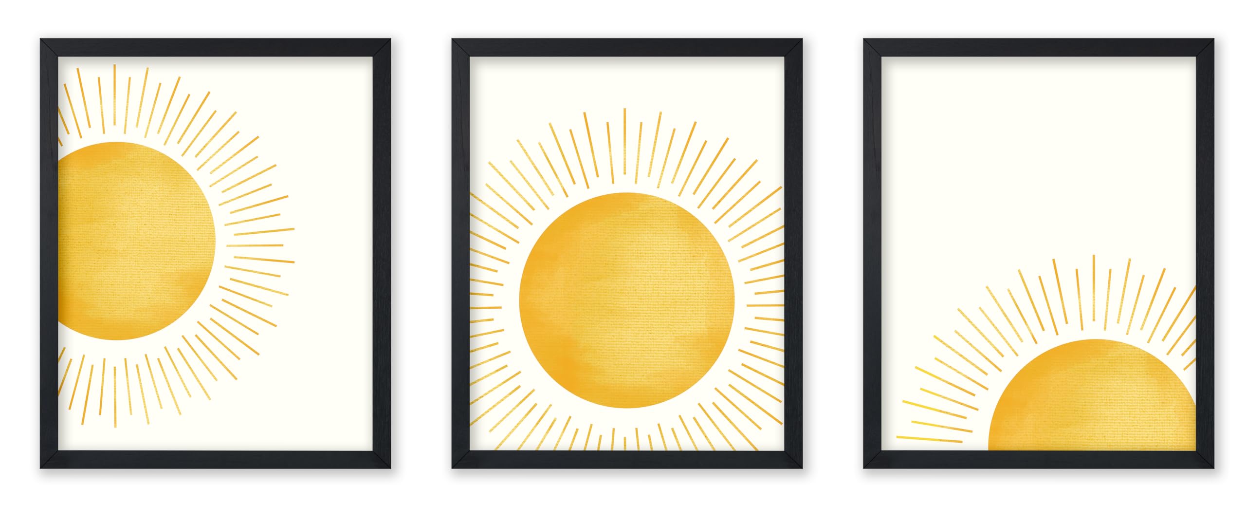 Poster Master 3-Piece Abstract Poster - Retro Minimalist Print - Yellow Sun, Trendy, Stylish, Aesthetic, Modern - 11x14 UNFRAMED Wall Art - Gift for