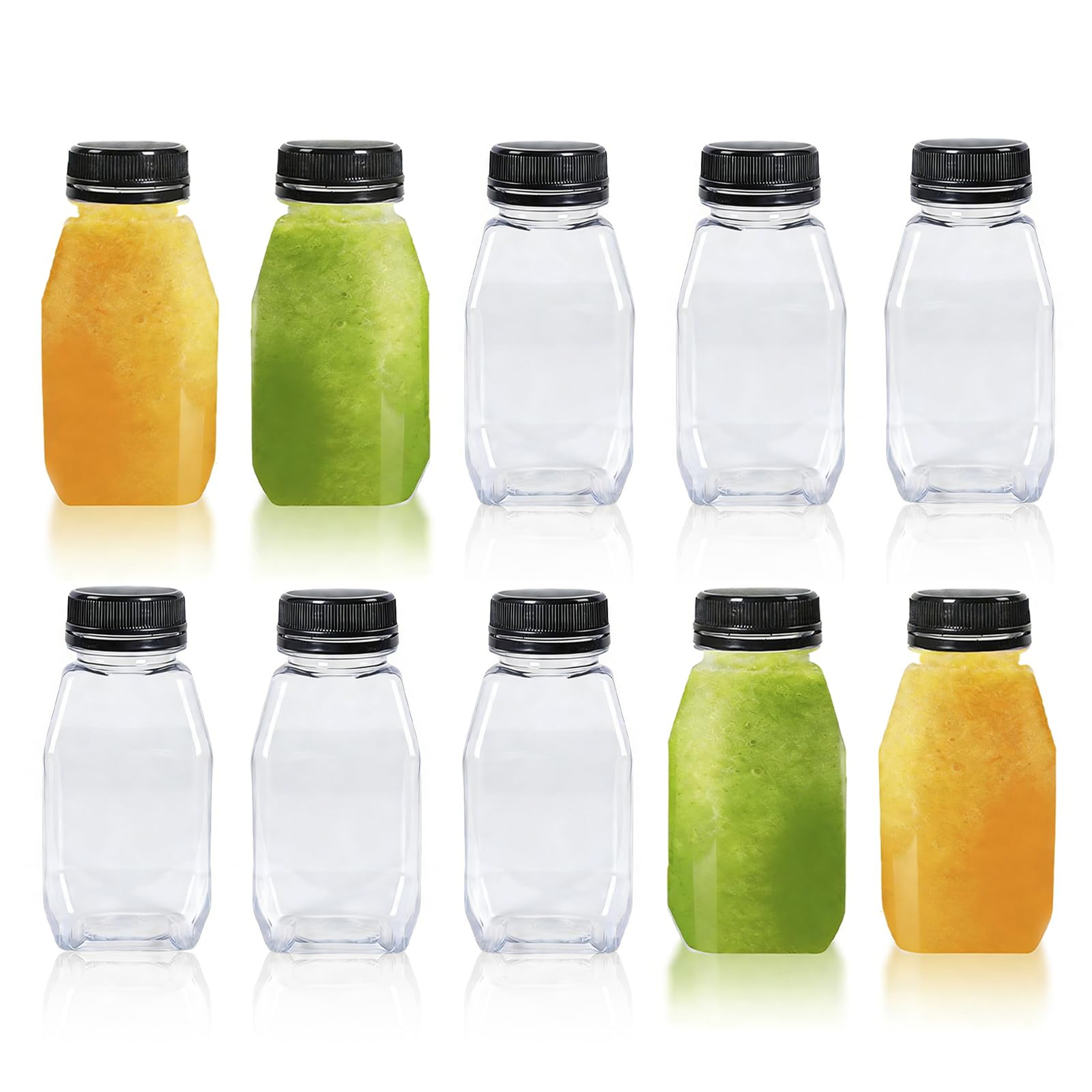 Lirynox Transparent Reusable Juice Bottles With Lids, 10 Pcs 280Ml Mini Fridge Bottles, Leak-Proof Portable Empty Plastic Bottle For Milk Juices And Beverages On The Go