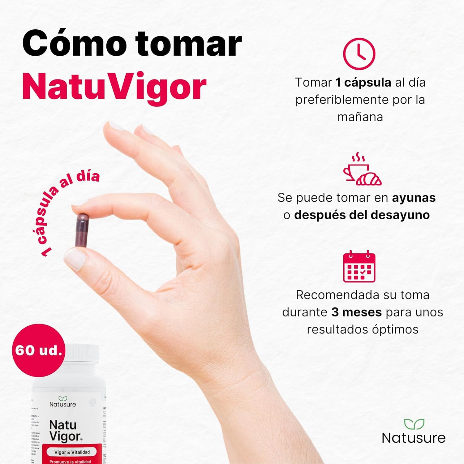 NATUSURE NatuVigor Pack de 3 (180 Cápsulas) – Maca Andina + Fenogreco Testofen® + L-Arginina + Zinc – Soporte para la Vitalidad y el Deseo Sexual en Hombres y Mujeres