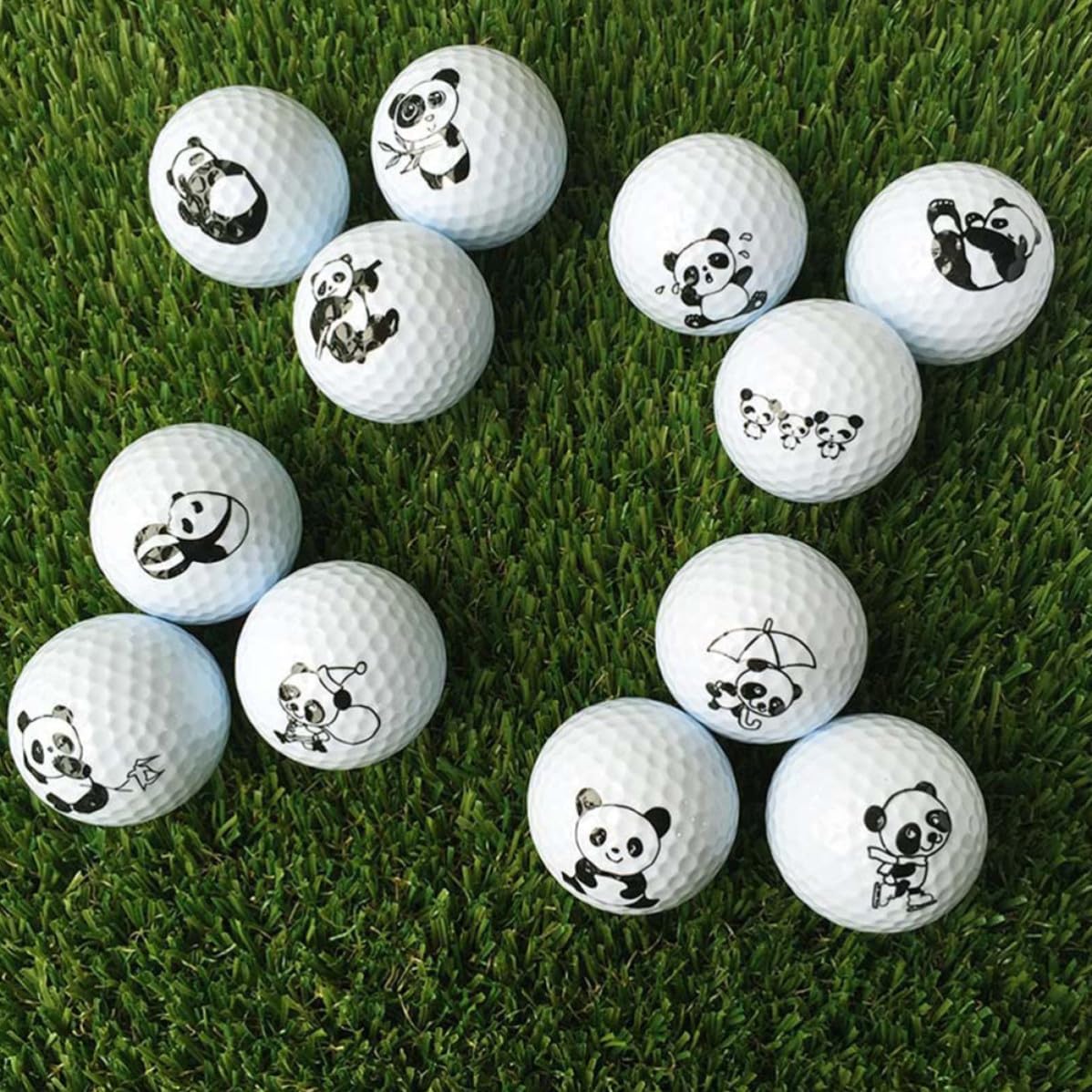 6pcs Cartoon Panda Pattern Practice Golf Ball Two Layer | Lightweight Training Aid, Bright Color Design, Home Approach Shot Practice