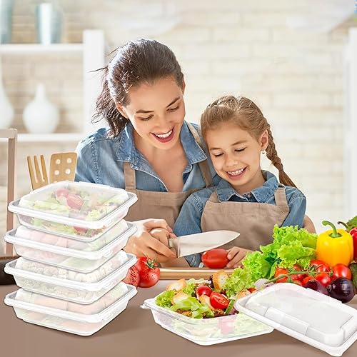 Miniatura 6 de YUESING Paquete de 12 recipientes de preparación de comidas de 34 onzas, contenedores reutilizables de almacenamiento de alimentos, recipientes de