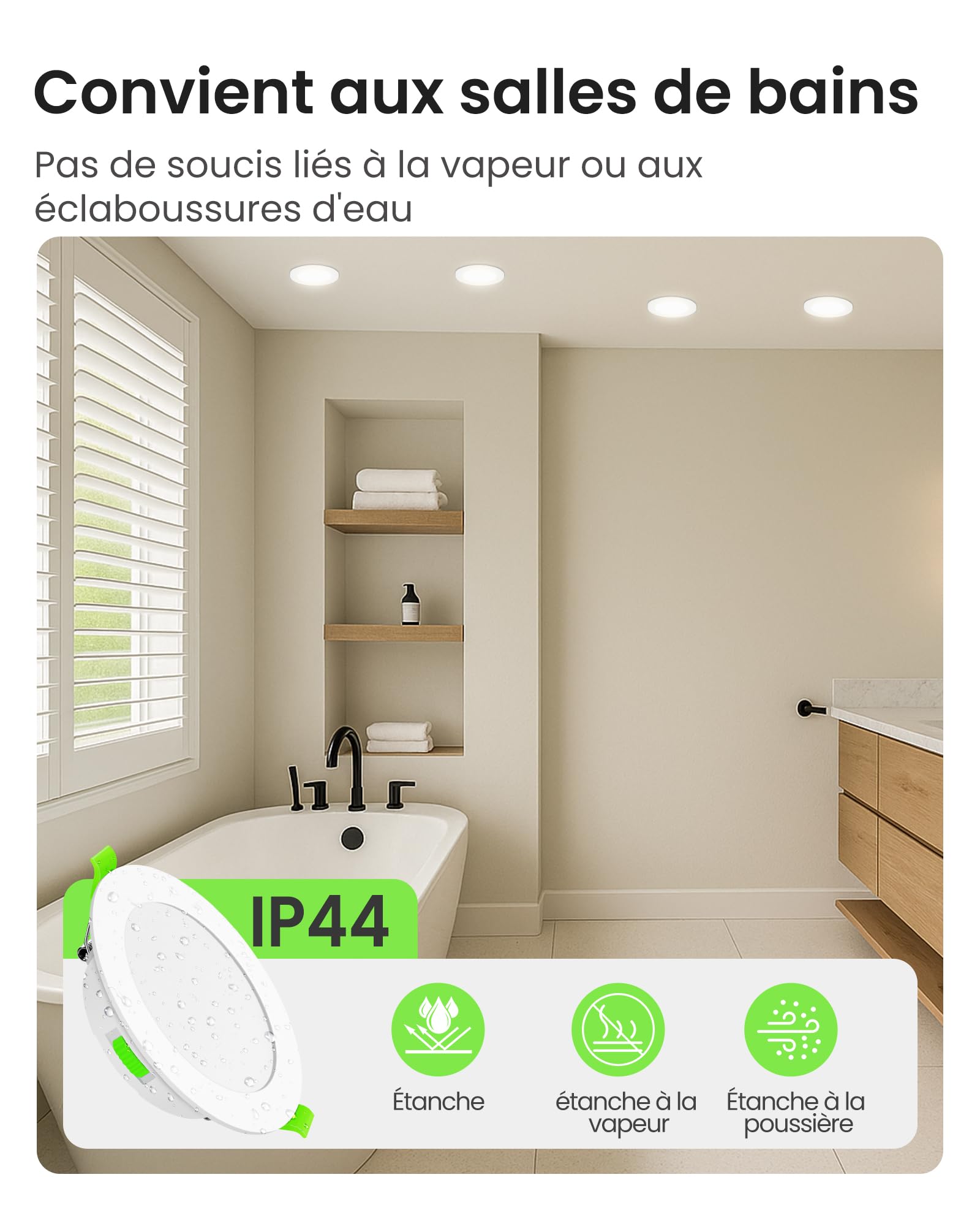 ALUSSO LED Spot Encastrable Extra Plat 5W 400 Lumen Dimmable 3000K 4000K 6500K IP44 Lot de 12