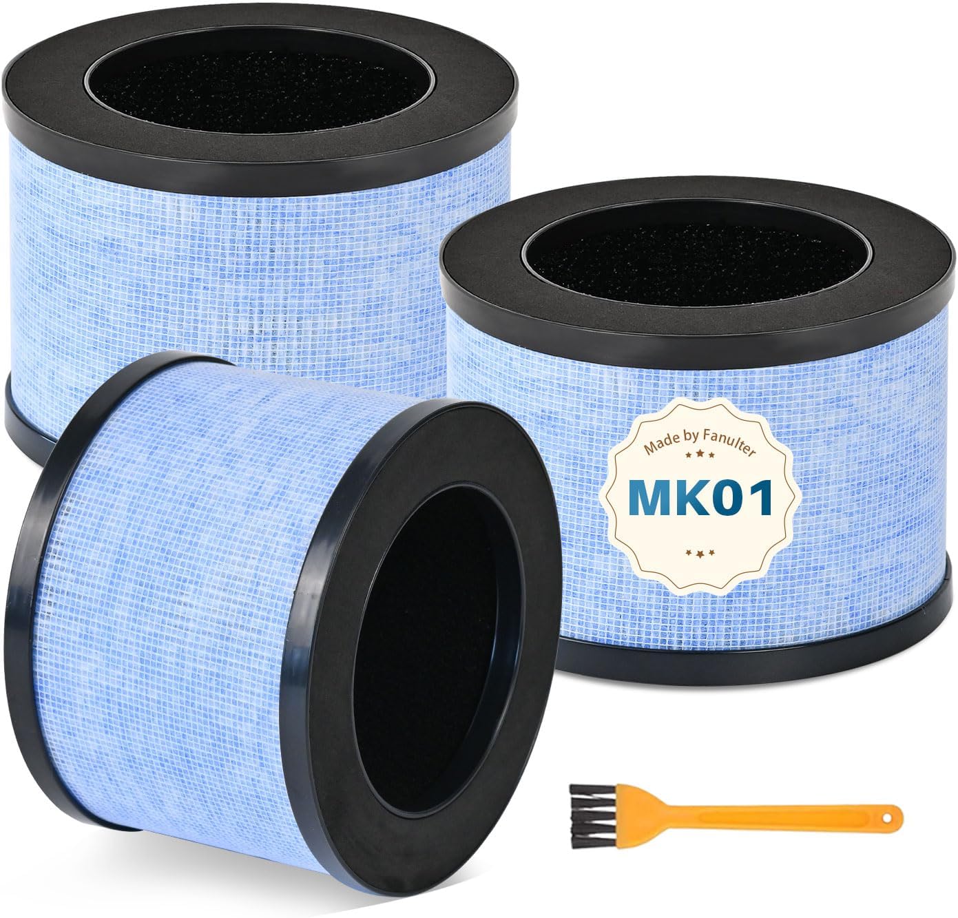 3 Pack MK01 MK06 air purifier filter replacement for AROEVE MK01 MK06 MG01JH for ToLife TZ-K1 for Fre Aire KN6391 HAP601for Kloudi DH-JH01, Standard Version, 4-in-1 True HEPA Filter, Blue