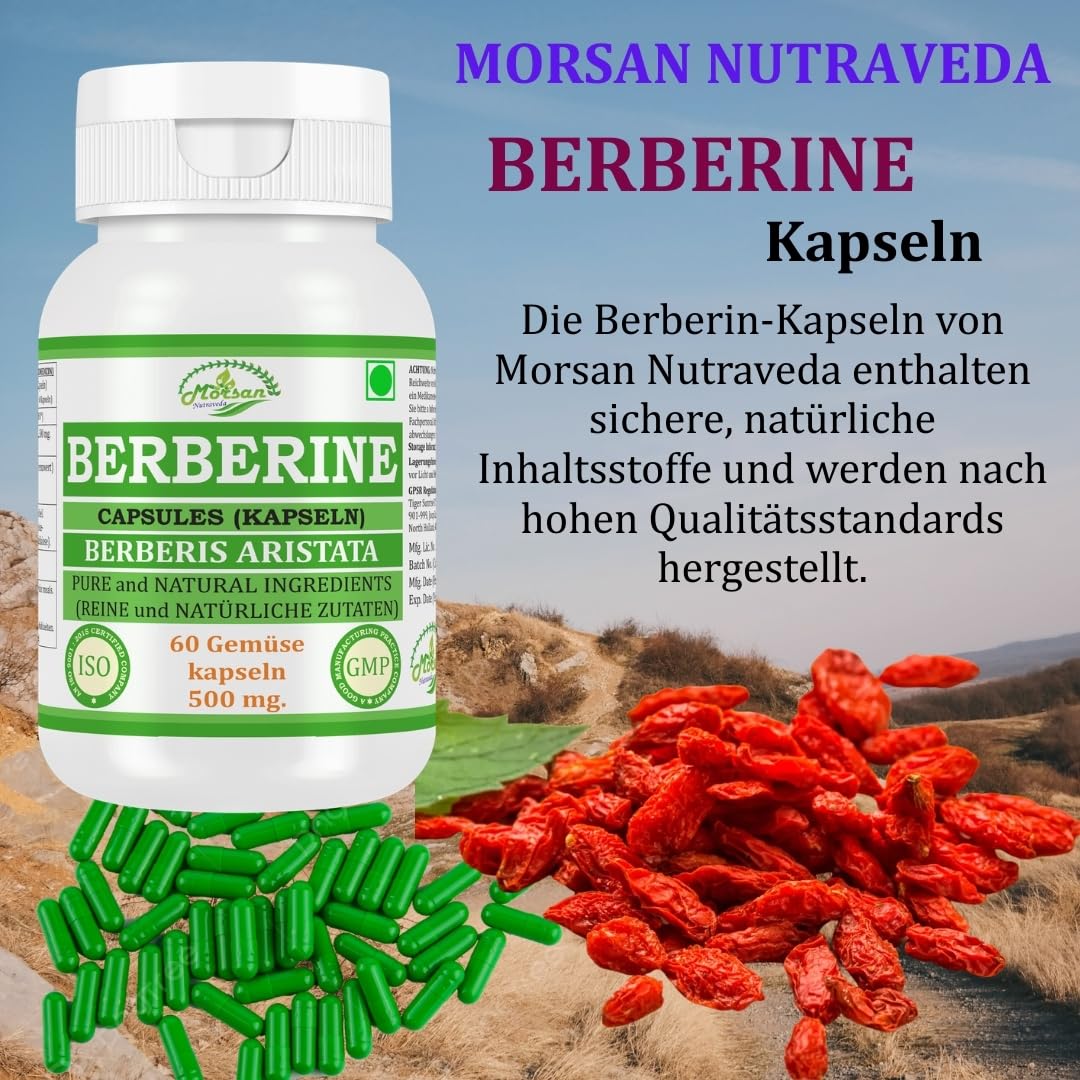 Berberin 500 mg. 60 vegane Kapseln für für 1 Monate Behandlung. Natürlicher Extrakt aus Berberis Vulgaris (4)